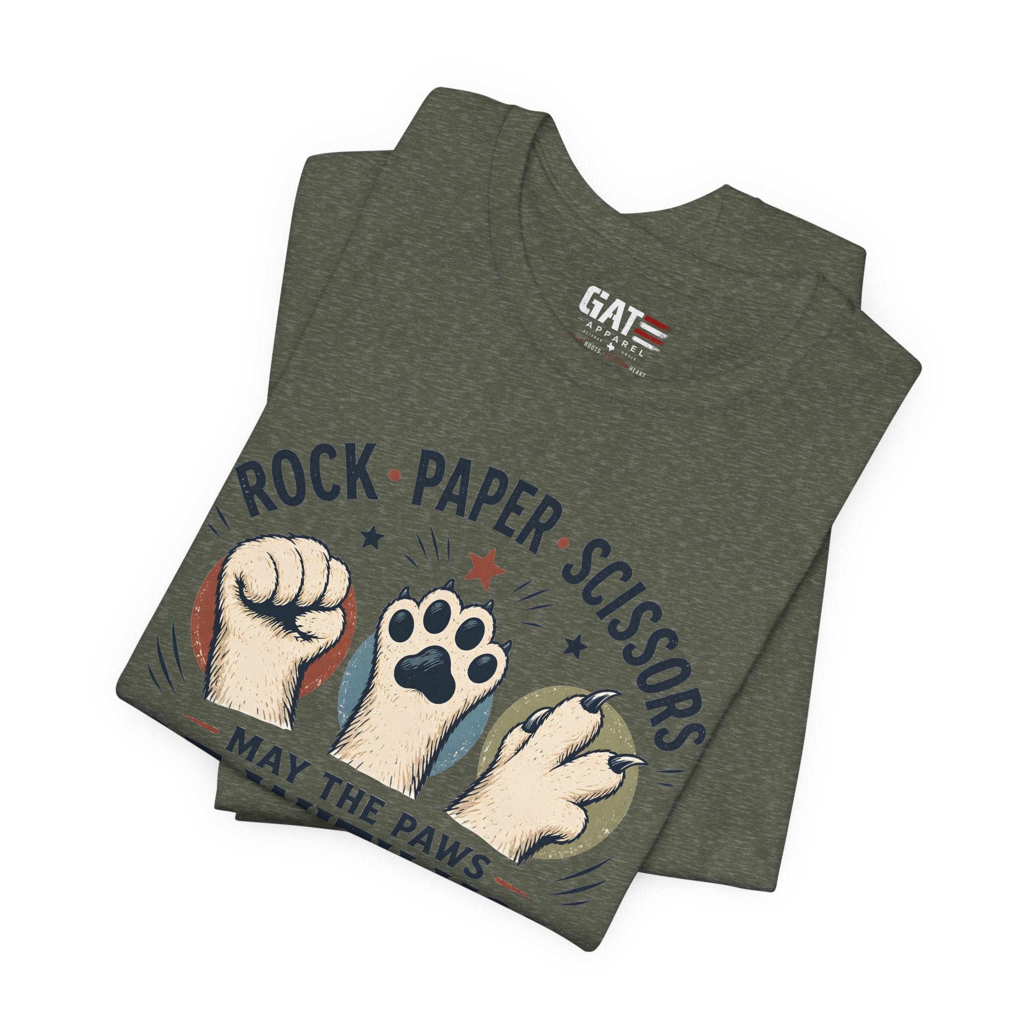 Rock Paper Scissors Cat Shirt, May The Paws Be With You Tee, Funny Cat Lover Gift, Cute Pet Paw Graphic Tee, Cat Mom Dad Shirt