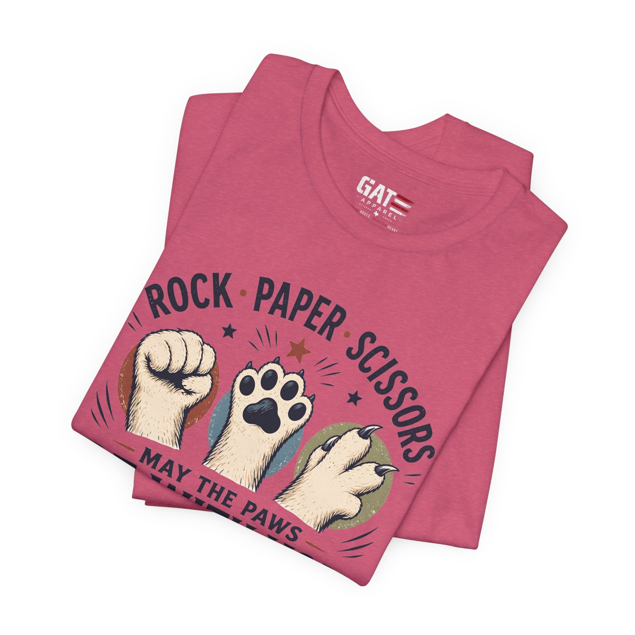 Rock Paper Scissors Cat Shirt, May The Paws Be With You Tee, Funny Cat Lover Gift, Cute Pet Paw Graphic Tee, Cat Mom Dad Shirt