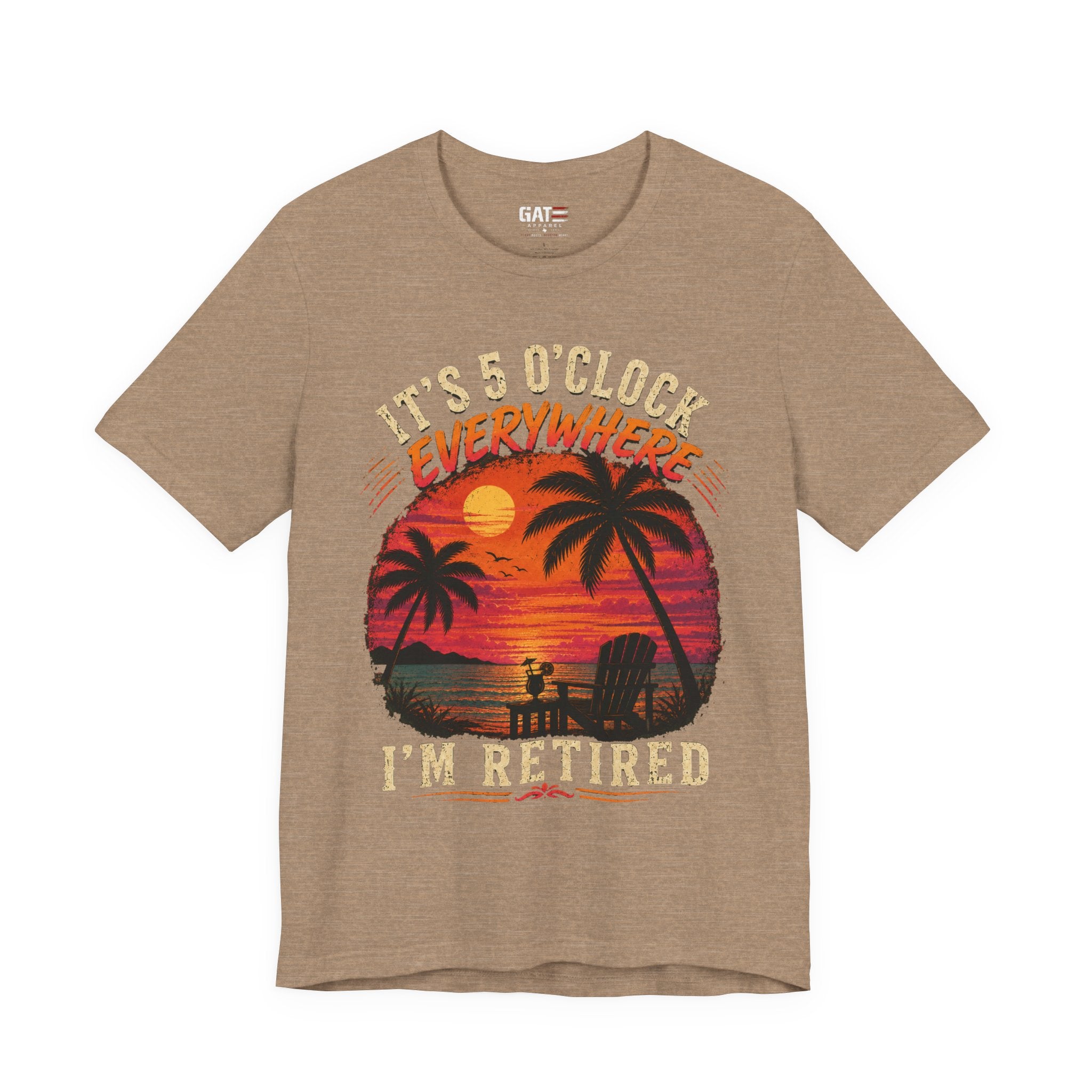 Retired Paradise T-Shirt - "It's 5 O'Clock Everywhere" Sunset Beach Tee