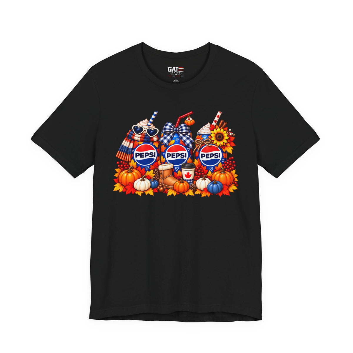Pepsi pumpkin fall sunflower soda graphic T-shirt
