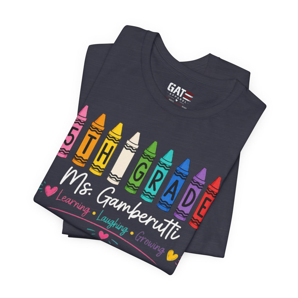 Customize Grade Level and Name Teacher Crayon Shirt