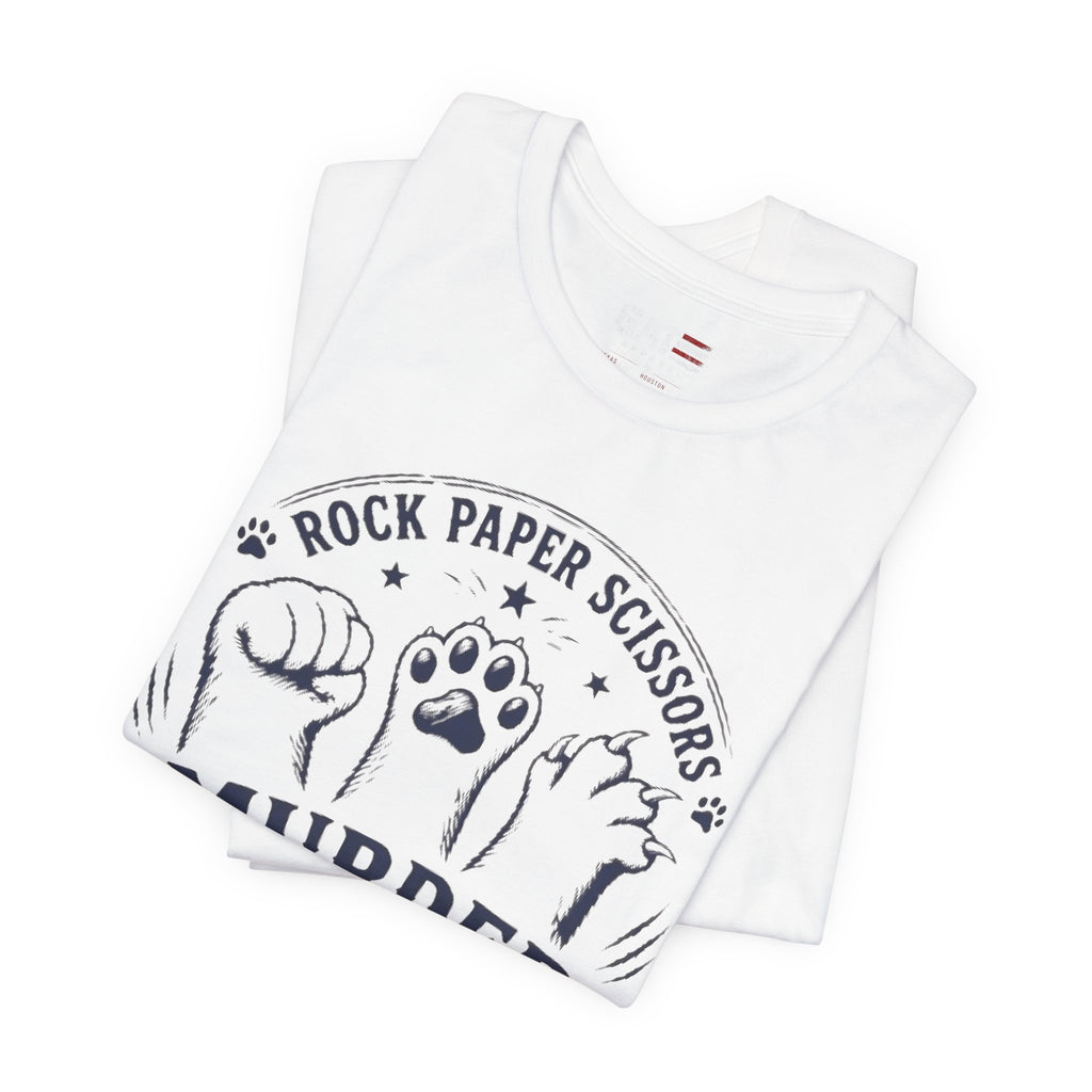 Rock Paper Scissors Murder Mittens Shirt, Funny Cat Lover Tee, Cat Paw Graphic T-Shirt, Cute Cat Mom Gift, Murder Mittens