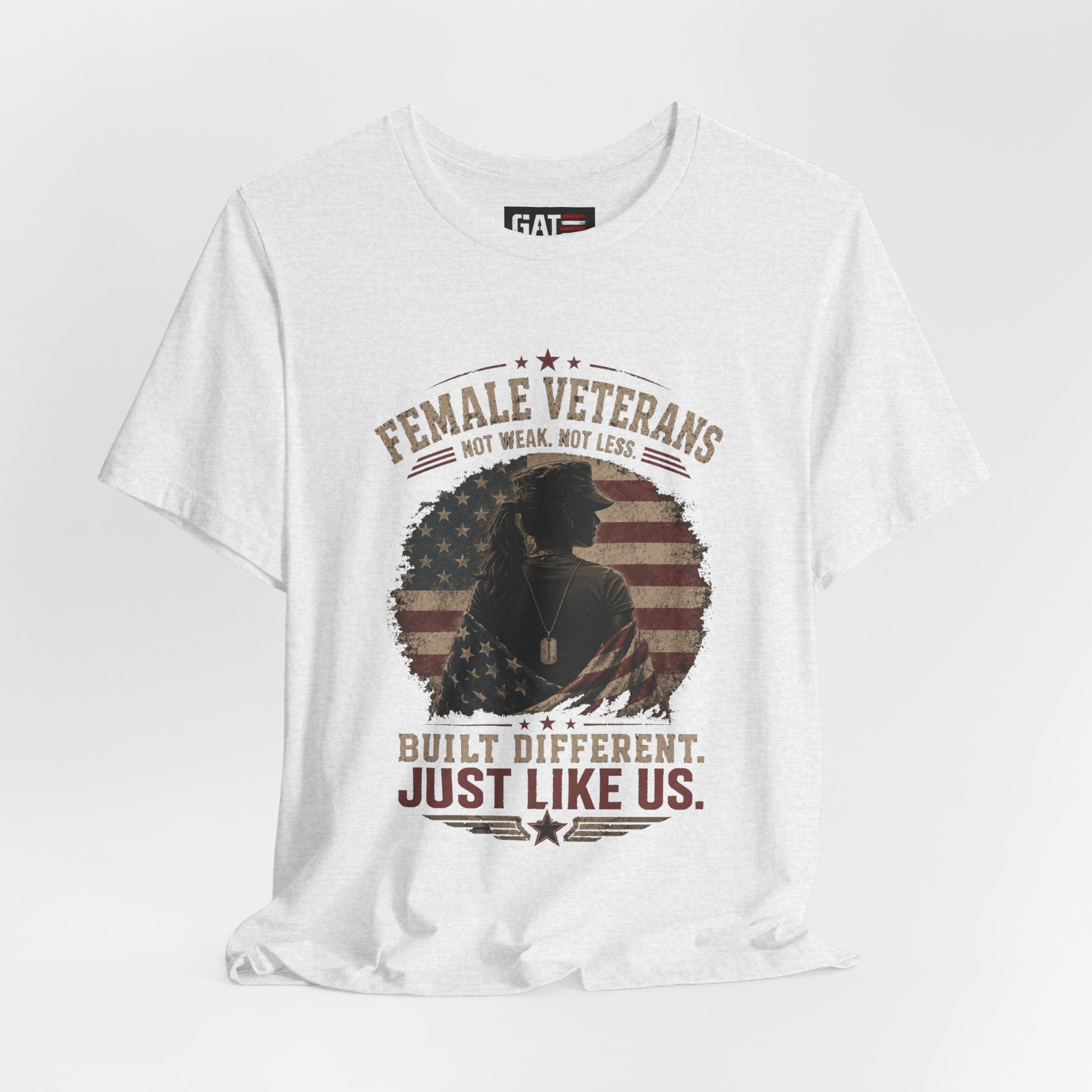 Female Veteran Shirt Built Different Just Like Us Tee Patriotic Military Shirt for Women Army Navy Marine Air Force Veteran Gift