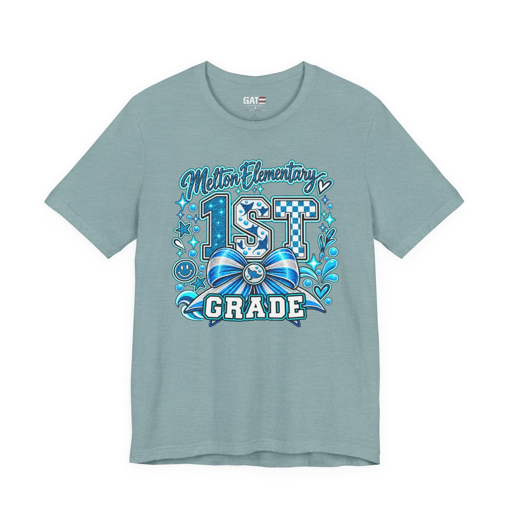 Melton 1st Grade School T‑Shirt — Bow Design