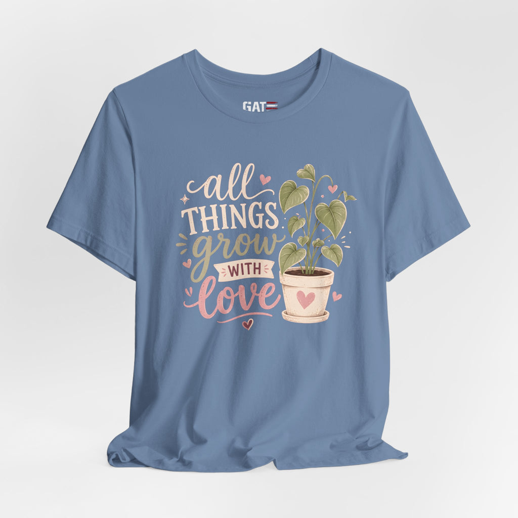 Plant Lover Shirt, All Things Grow With Love Shirt, Gardening Shirt, Botanical Tee, Plant Mom Gift, Flower Lover