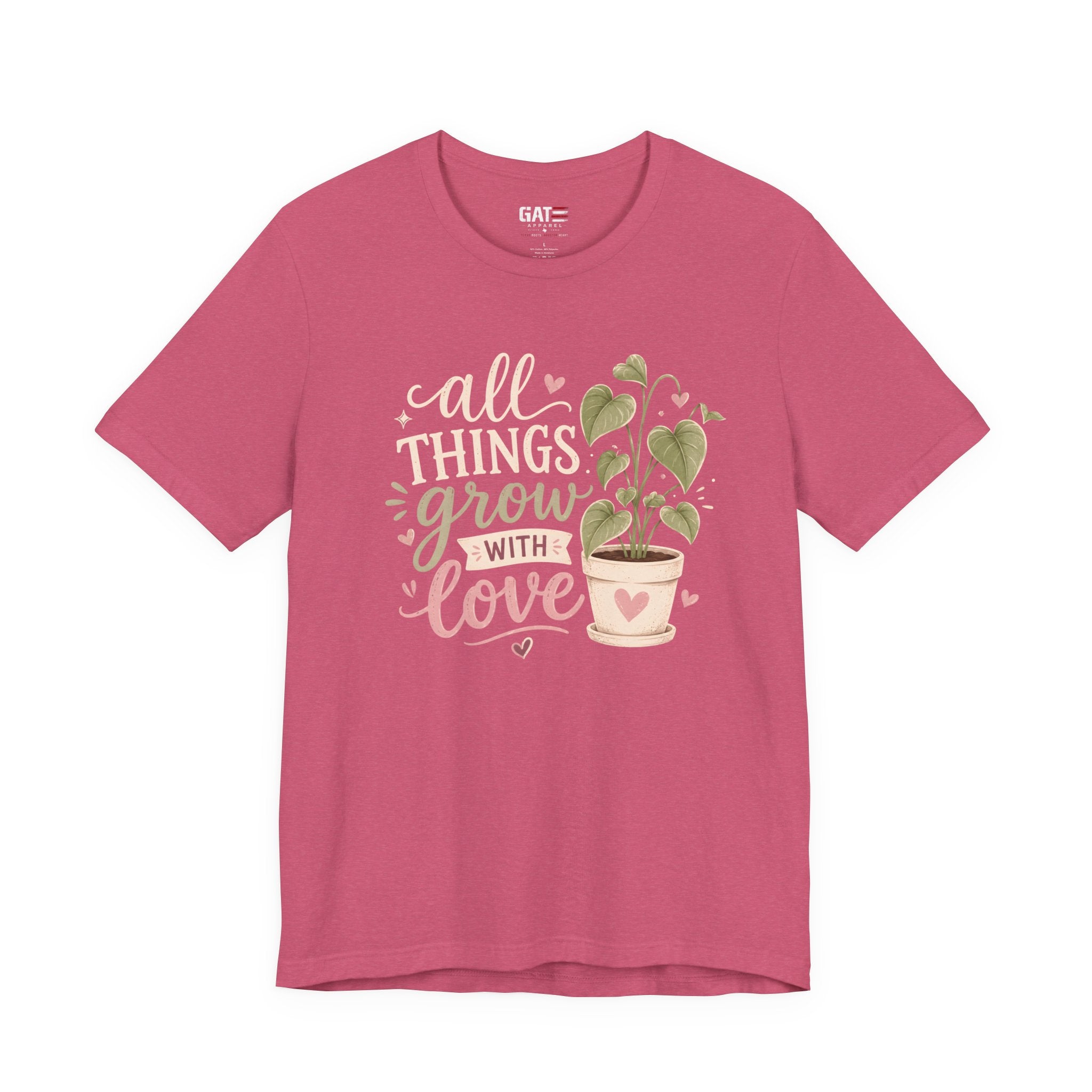 Plant Lover Shirt, All Things Grow With Love Shirt, Gardening Shirt, Botanical Tee, Plant Mom Gift, Flower Lover