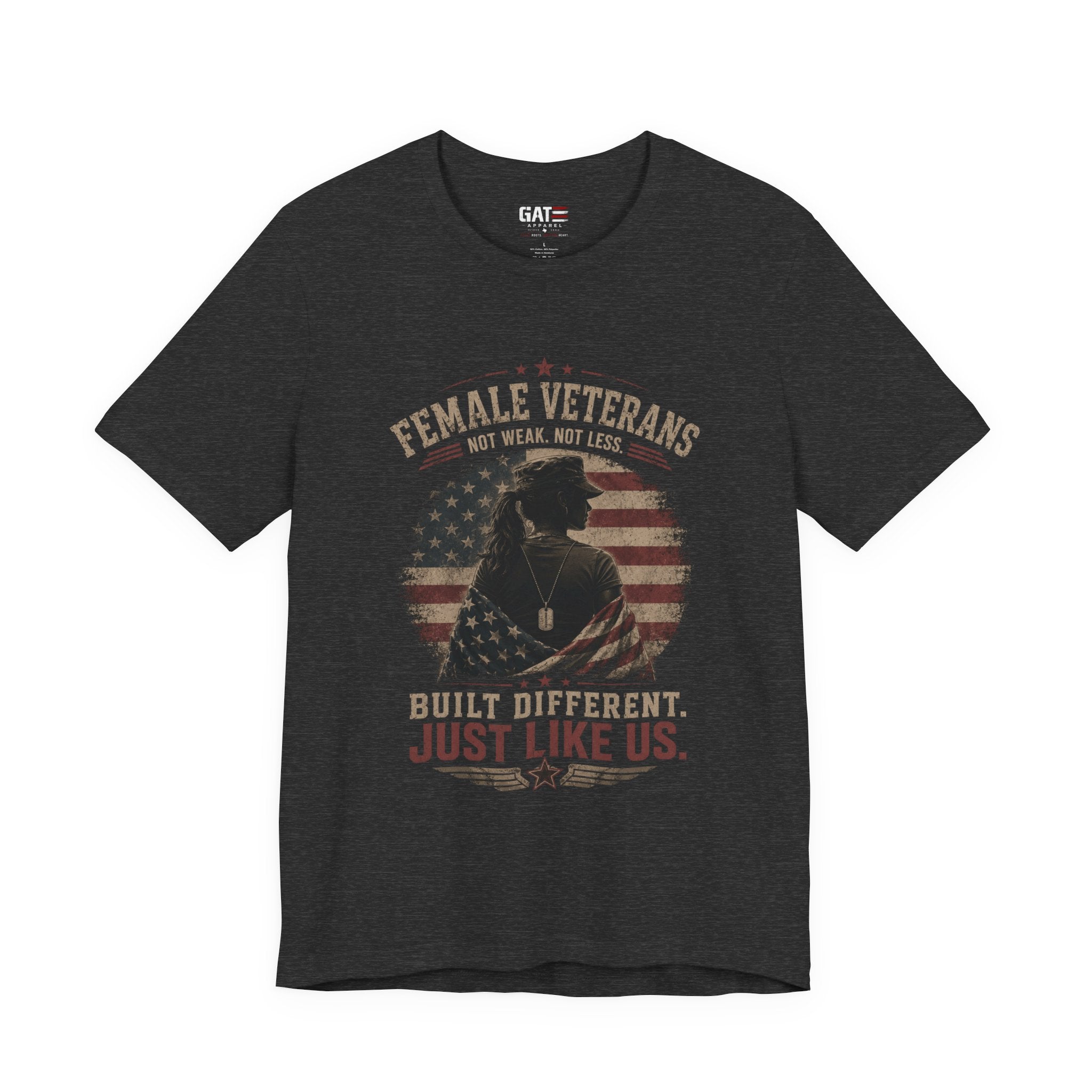 Female Veteran Shirt Built Different Just Like Us Tee Patriotic Military Shirt for Women Army Navy Marine Air Force Veteran Gift
