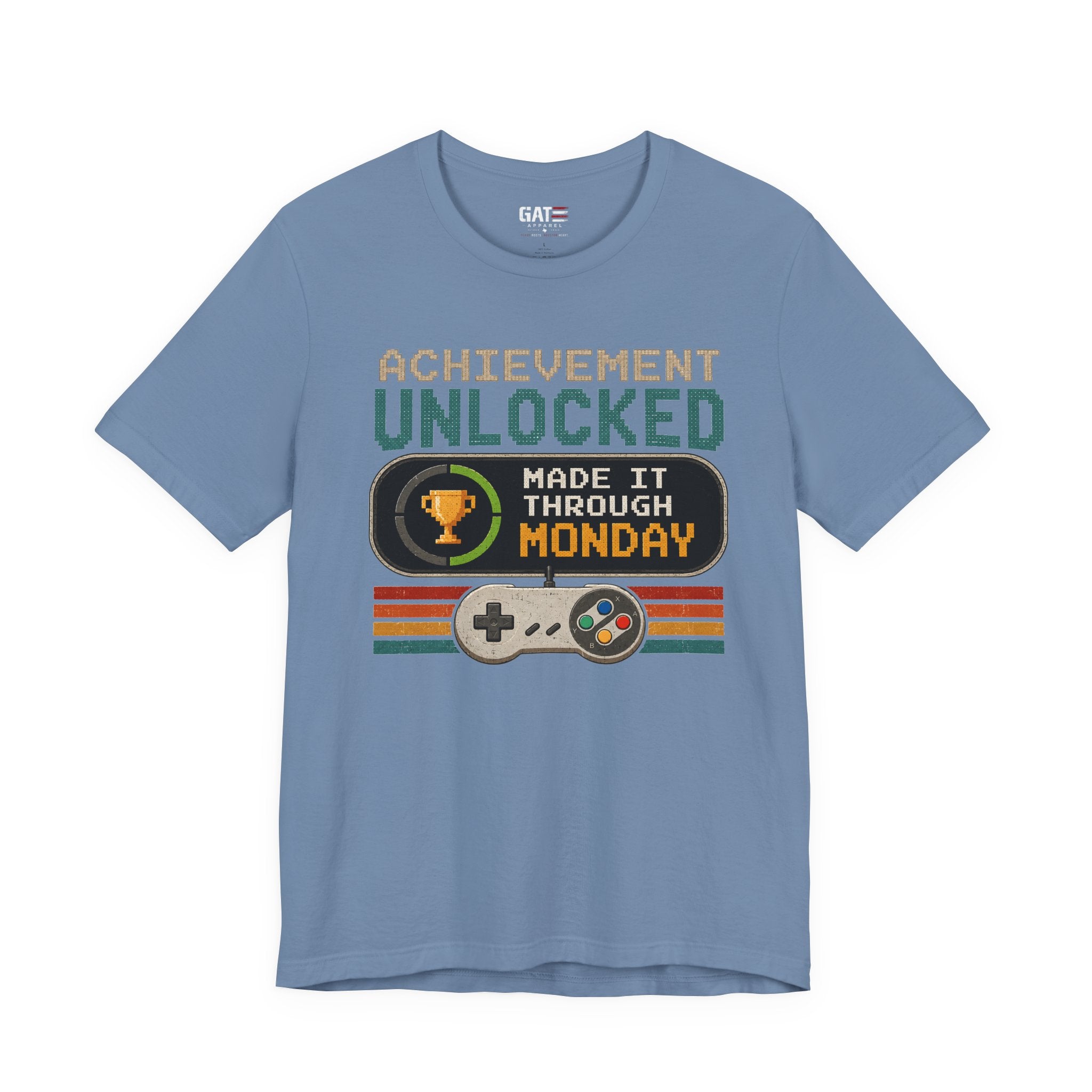 Retro Gaming Shirt, Funny Work Shirt, Made It Through Monday Tee, Gamer Gift for Men Women, Office Humor Shirt