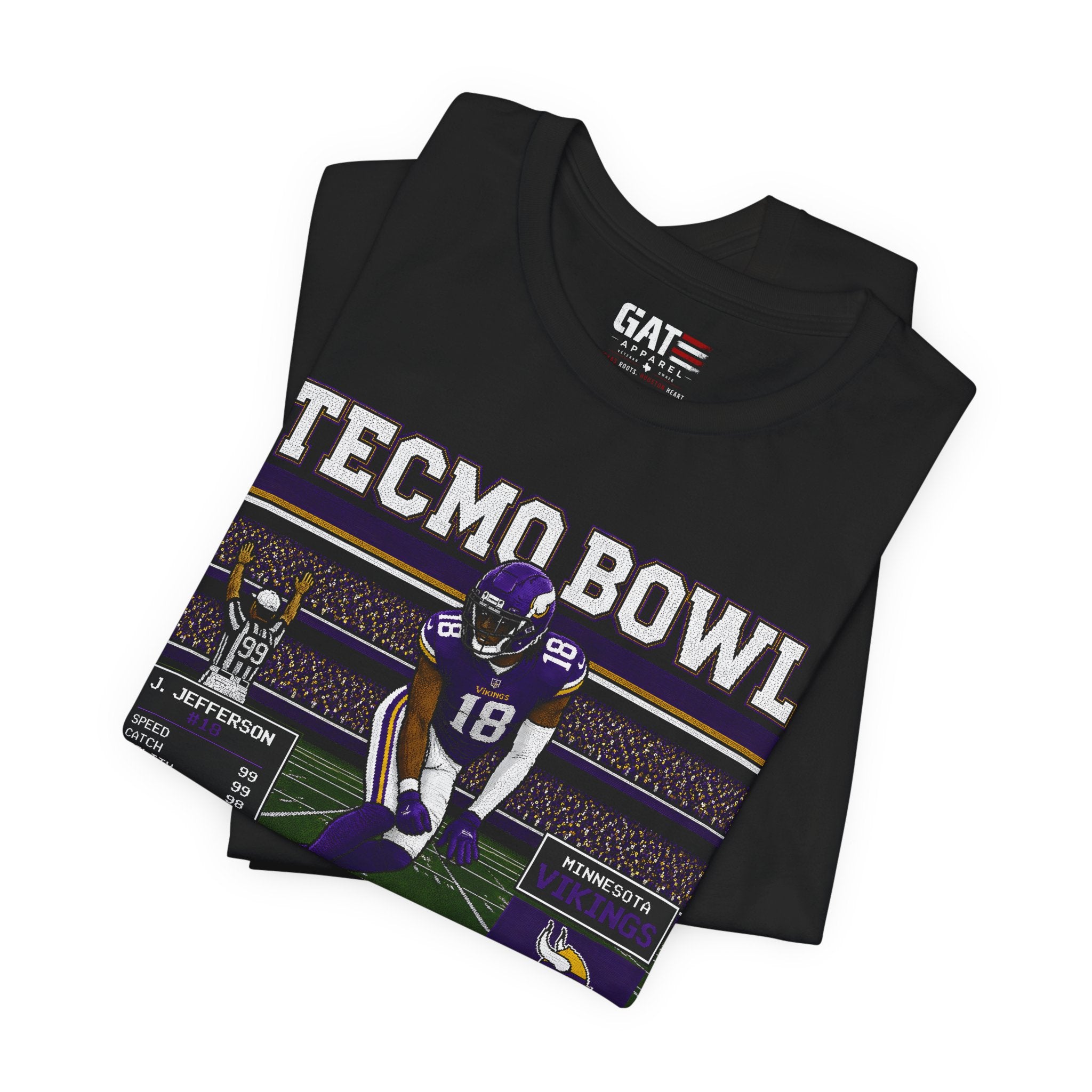Justin Jefferson Tecmo Bowl Shirt Retro Football Tee JJettas Griddy Graphic Vintage Video Game Style Gift for Football Fans