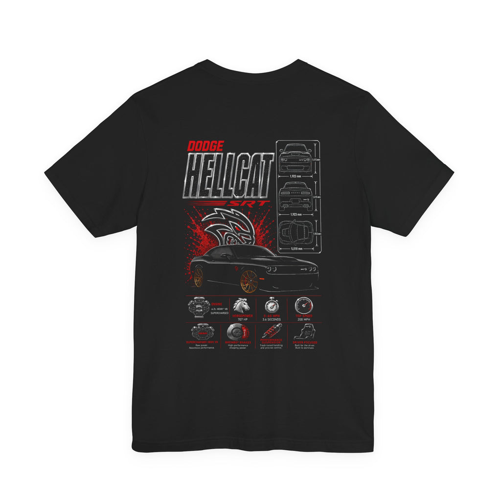 Dodge Hellcat SRT Graphic Tee — Muscle Car Illustration & Specs T-Shirt