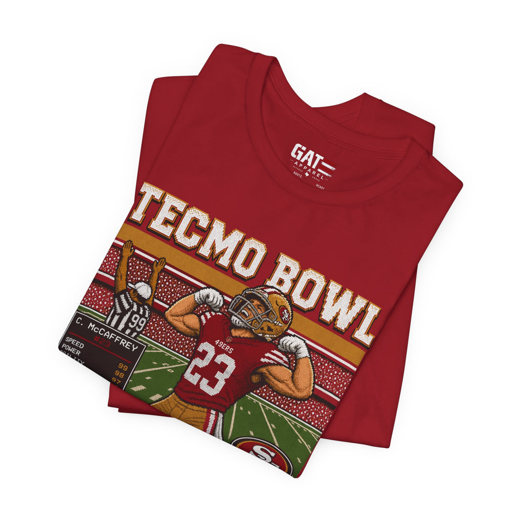 Christian McCaffrey Tecmo Bowl Shirt, Retro Football Graphic Tee, Vintage Pixel Art Touchdown T Shirt, Game Day Gift