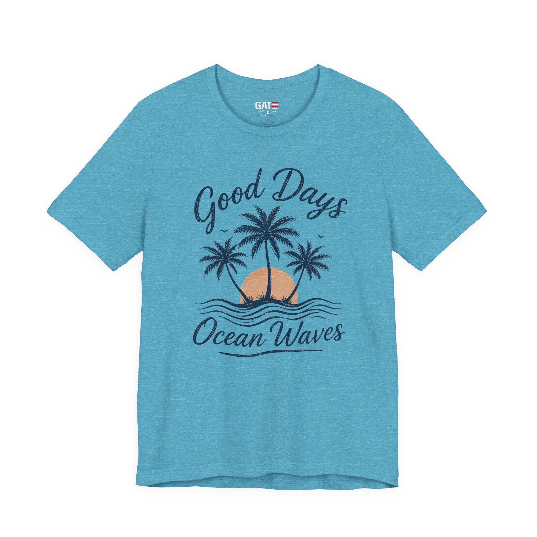 Ocean Waves T-Shirt — "Good Days" Beach Palm Sunset Tee