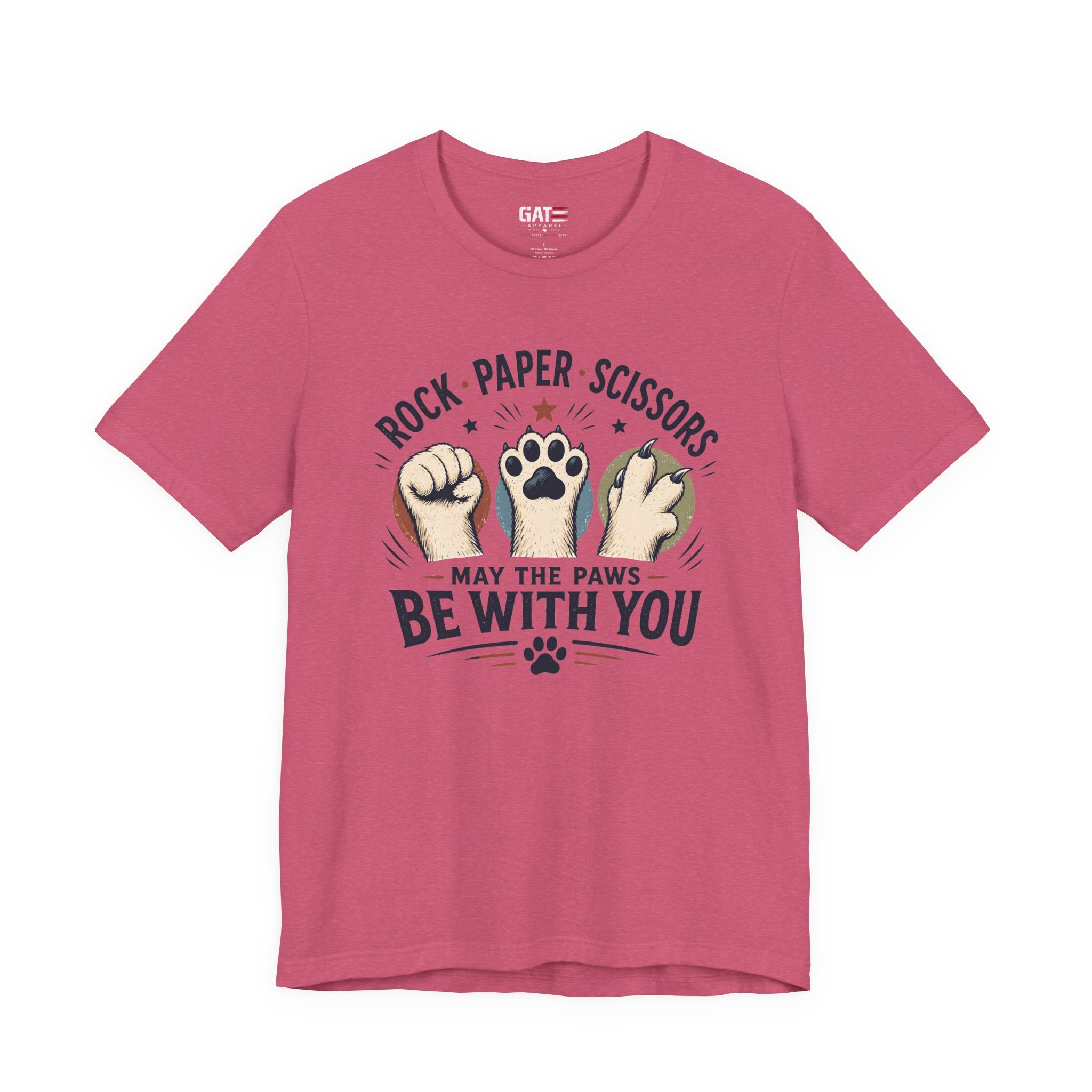 Rock Paper Scissors Cat Shirt, May The Paws Be With You Tee, Funny Cat Lover Gift, Cute Pet Paw Graphic Tee, Cat Mom Dad Shirt