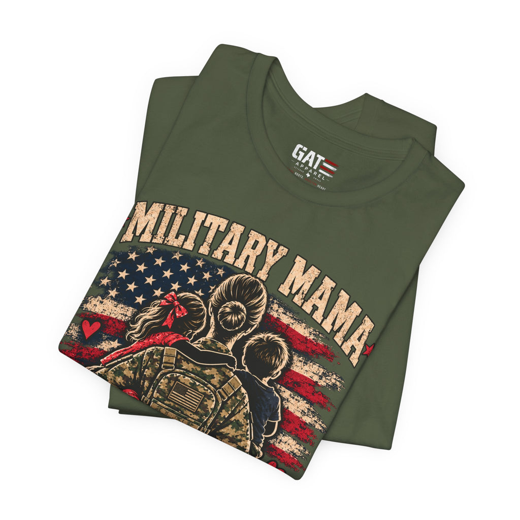 Military Mama T-Shirt – "Serving My Country, Raising My Littles" Patriotic Mom Tee