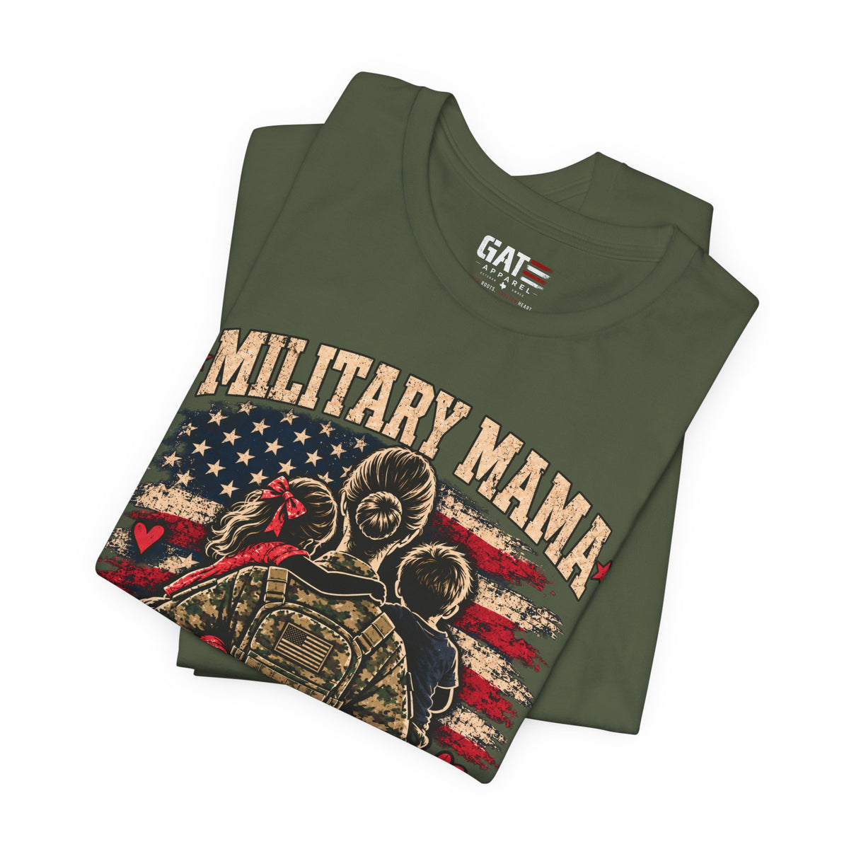 Military Mama T-Shirt – "Serving My Country, Raising My Littles" Patriotic Mom Tee