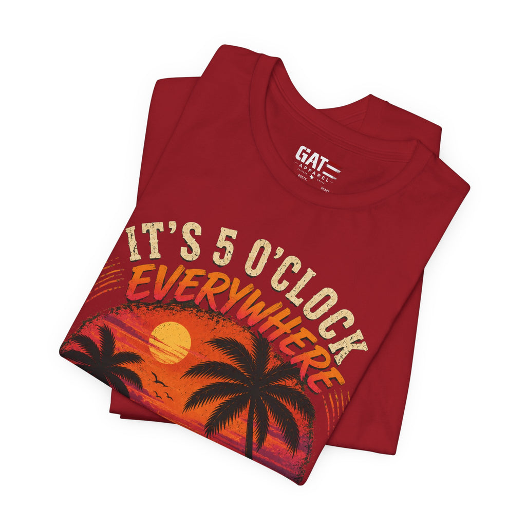 Retired Paradise T-Shirt - "It's 5 O'Clock Everywhere" Sunset Beach Tee