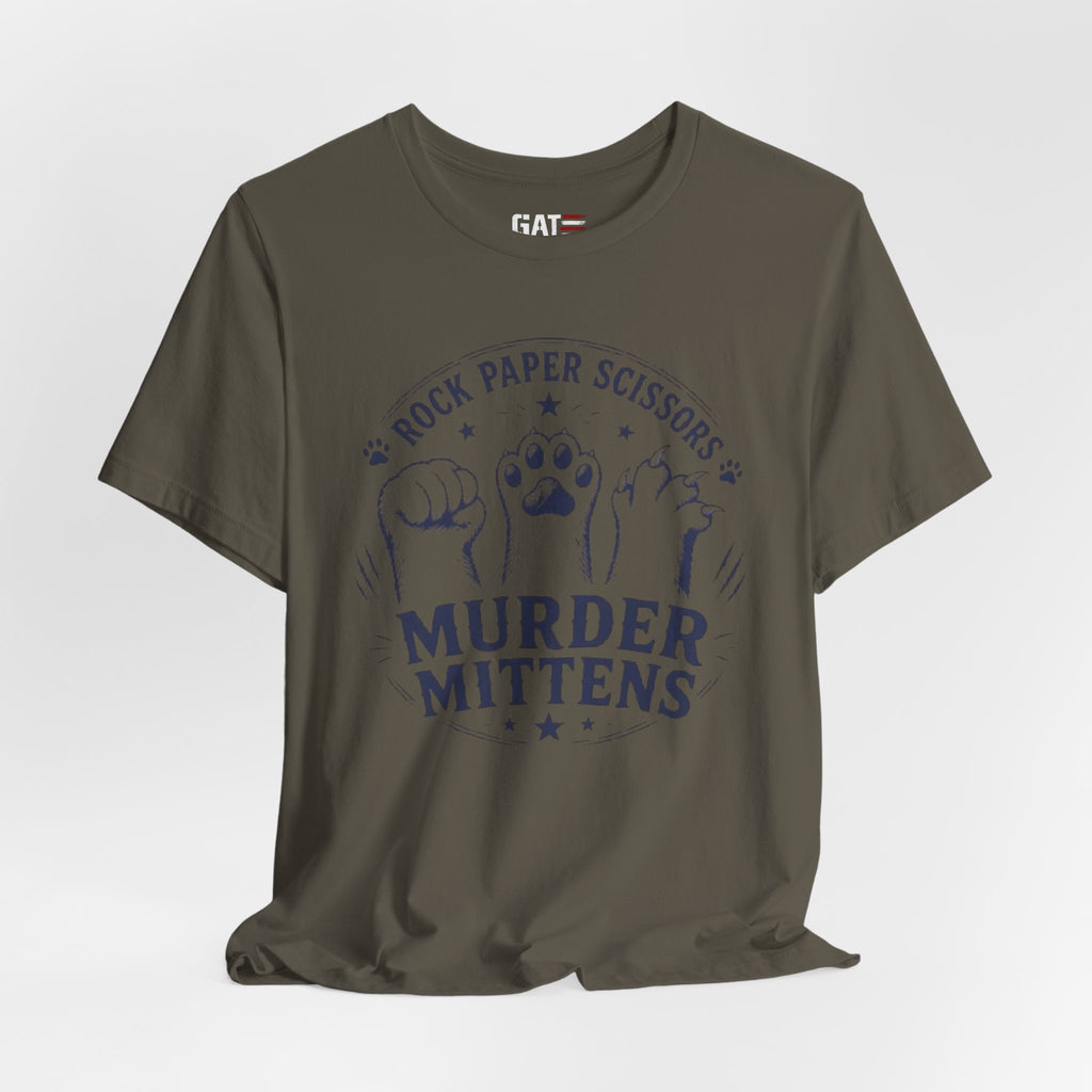 Rock Paper Scissors Murder Mittens Shirt, Funny Cat Lover Tee, Cat Paw Graphic T-Shirt, Cute Cat Mom Gift, Murder Mittens