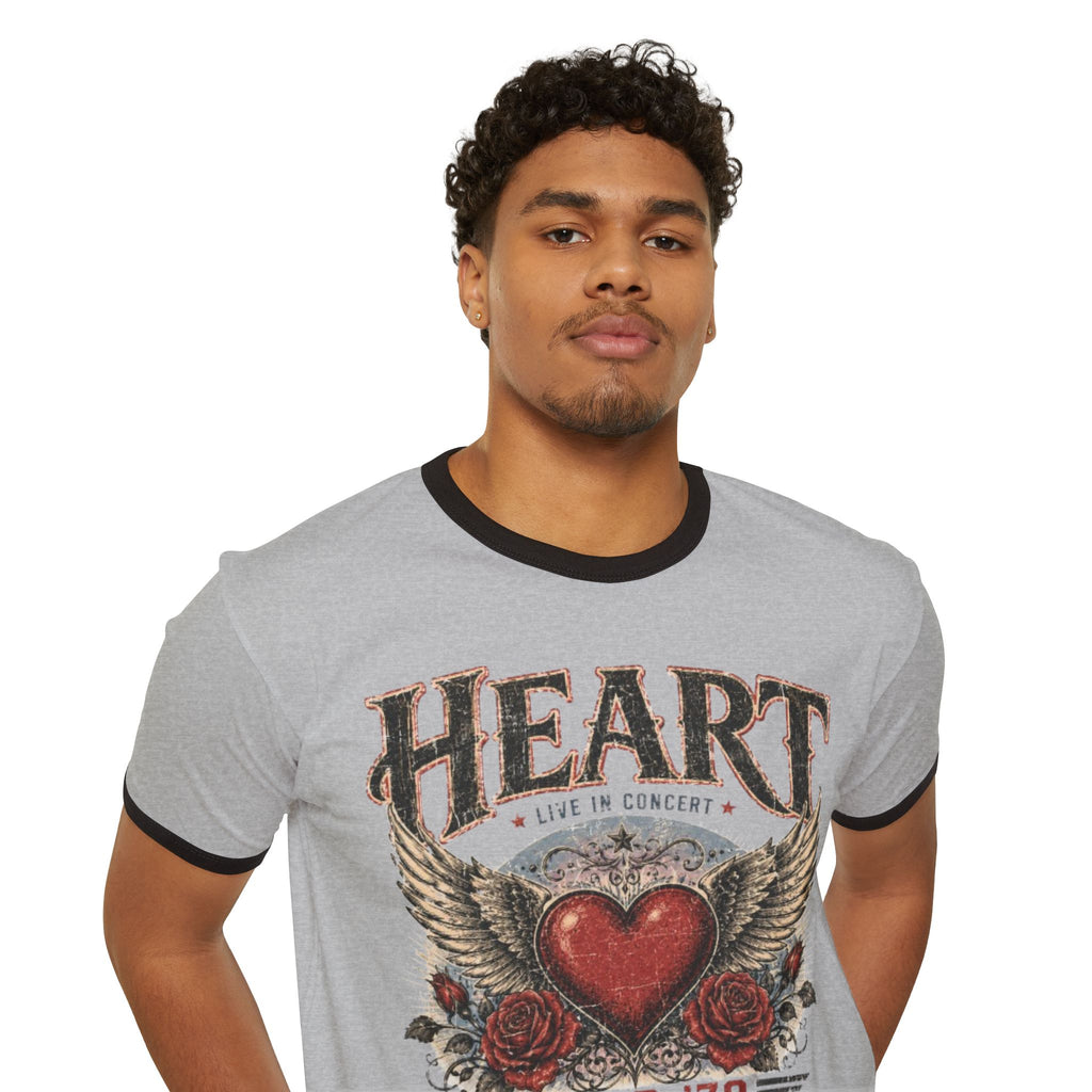 Heart Tour '79 Ringer T‑Shirt — Vintage Winged Heart Band Tee