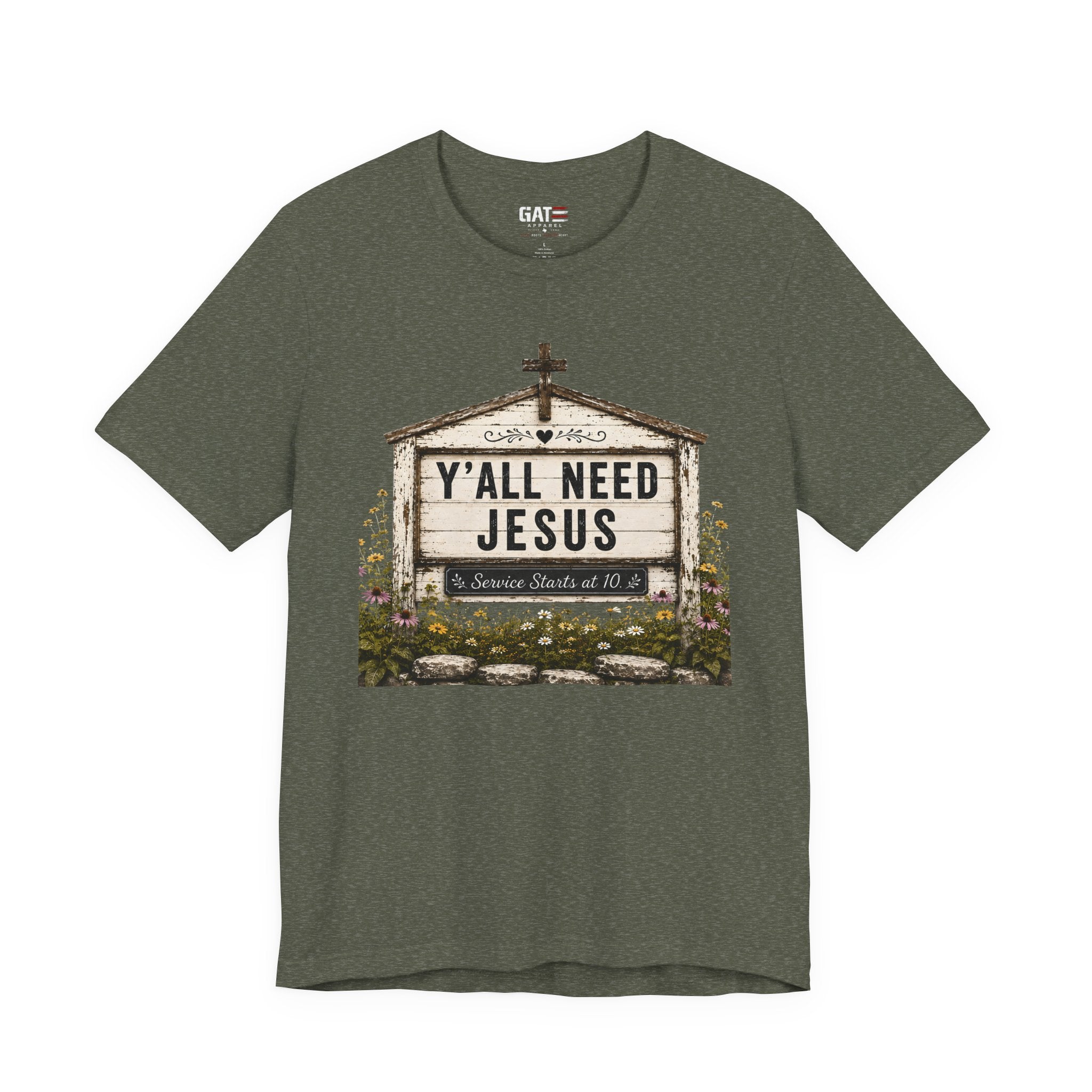 Y'all Need Jesus, Christian Shirt for Women, Rustic Faith Graphic Tee, Country Western Shirt, Farmhouse Christian Gift, Cowgirl Church Tee