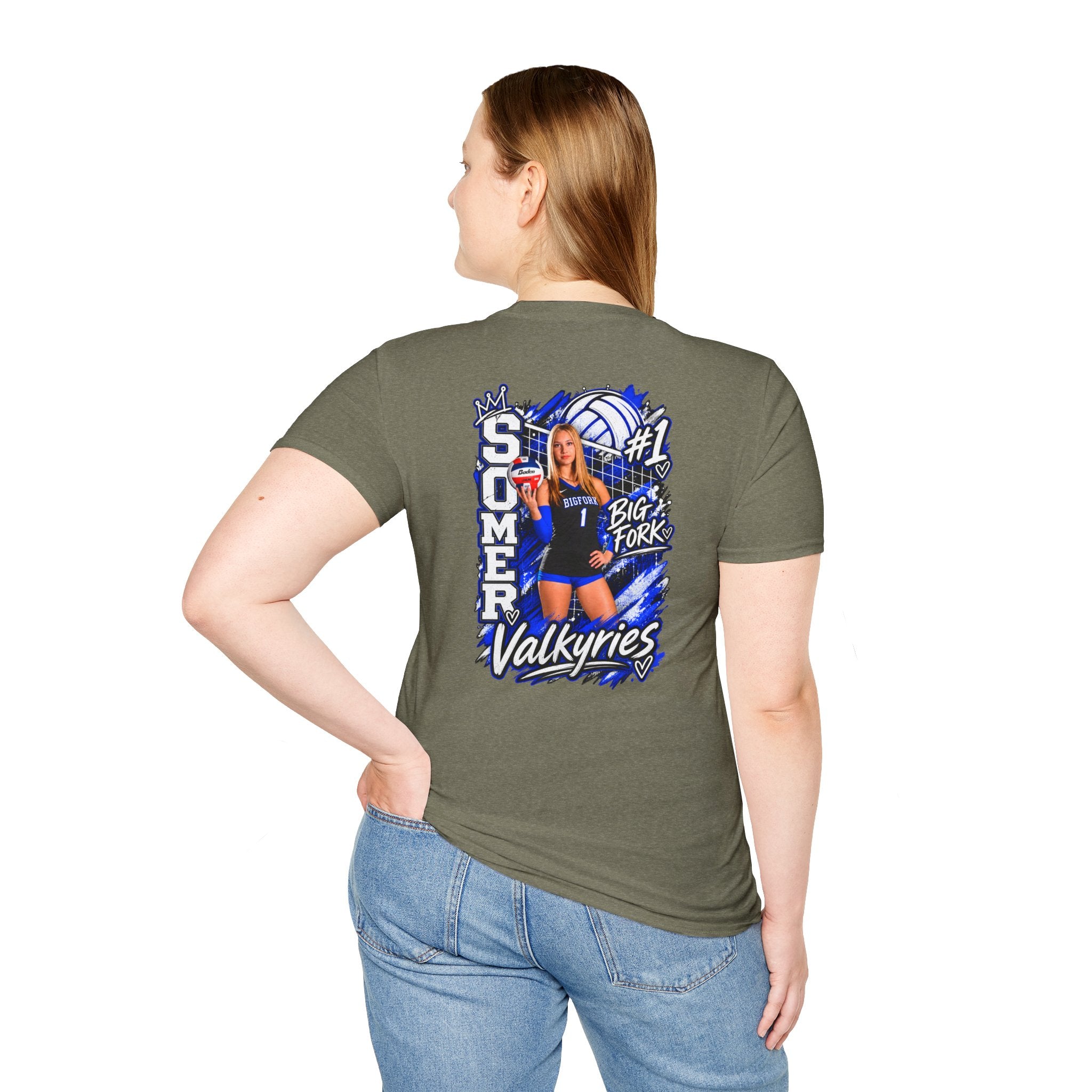 Volleyball Mom Senior Player Photo Tee — Custom Photo Team Name and Number