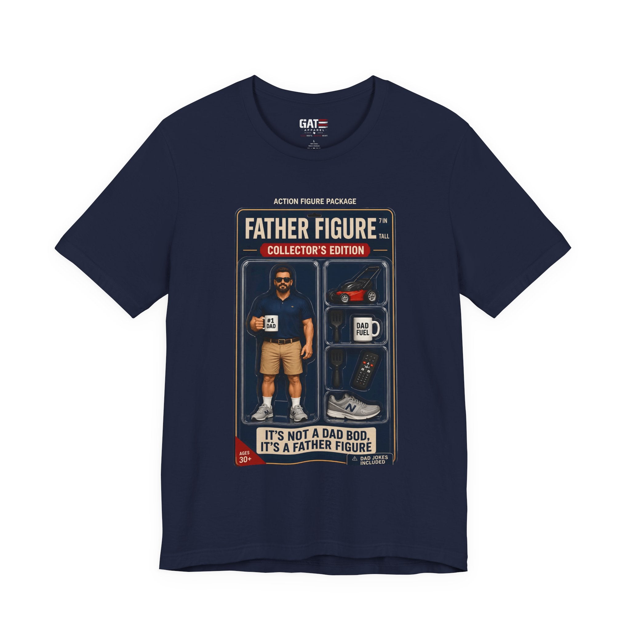 Father Figure Action Figure Shirt | Funny Dad Bod Tee | Collector's Edition Dad Shirt | Father's Day Gift for Dad | Dad Jokes Included