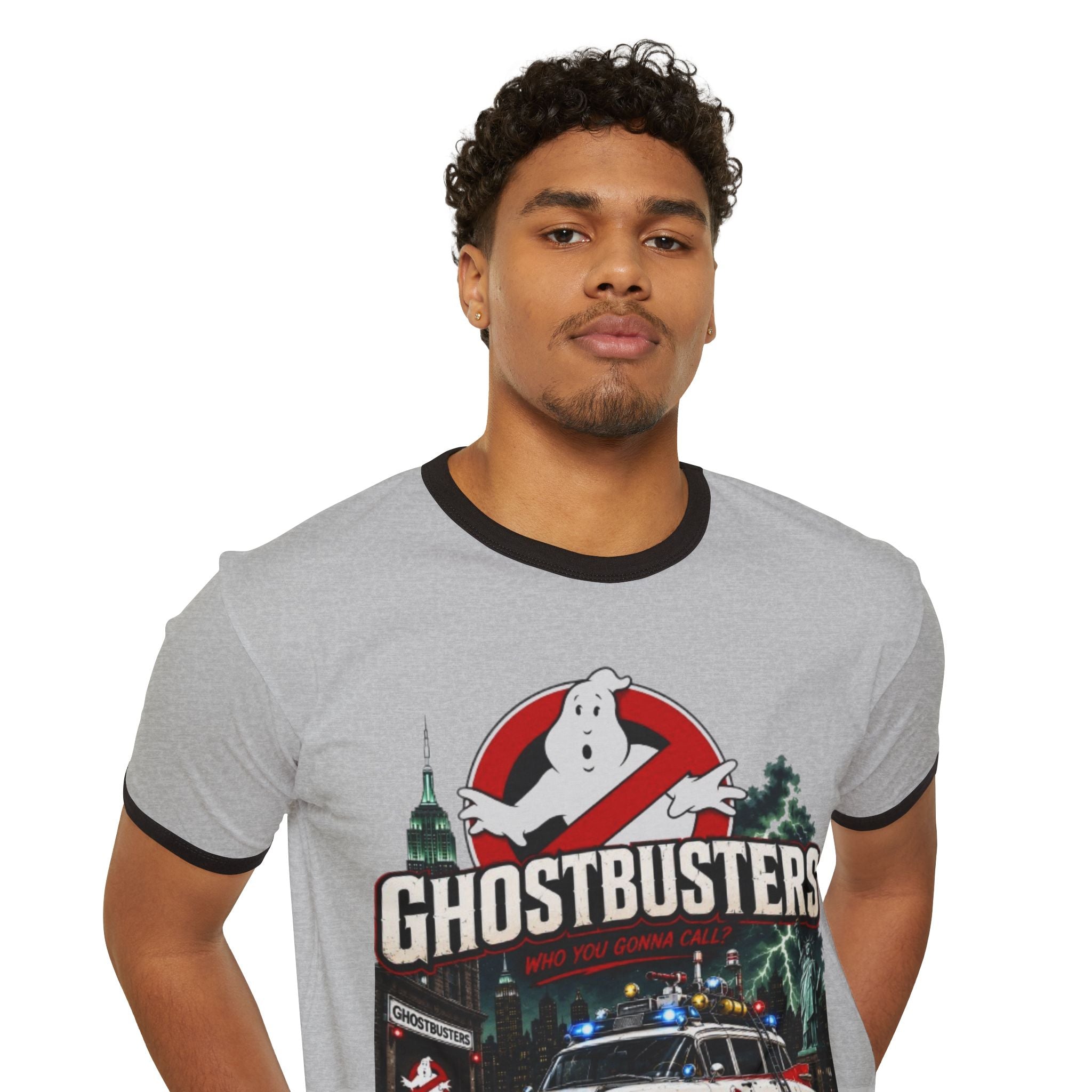 Ghostbusters Vintage Ringer T-Shirt — Ecto-1 Logo "We're Ready to Believe You"