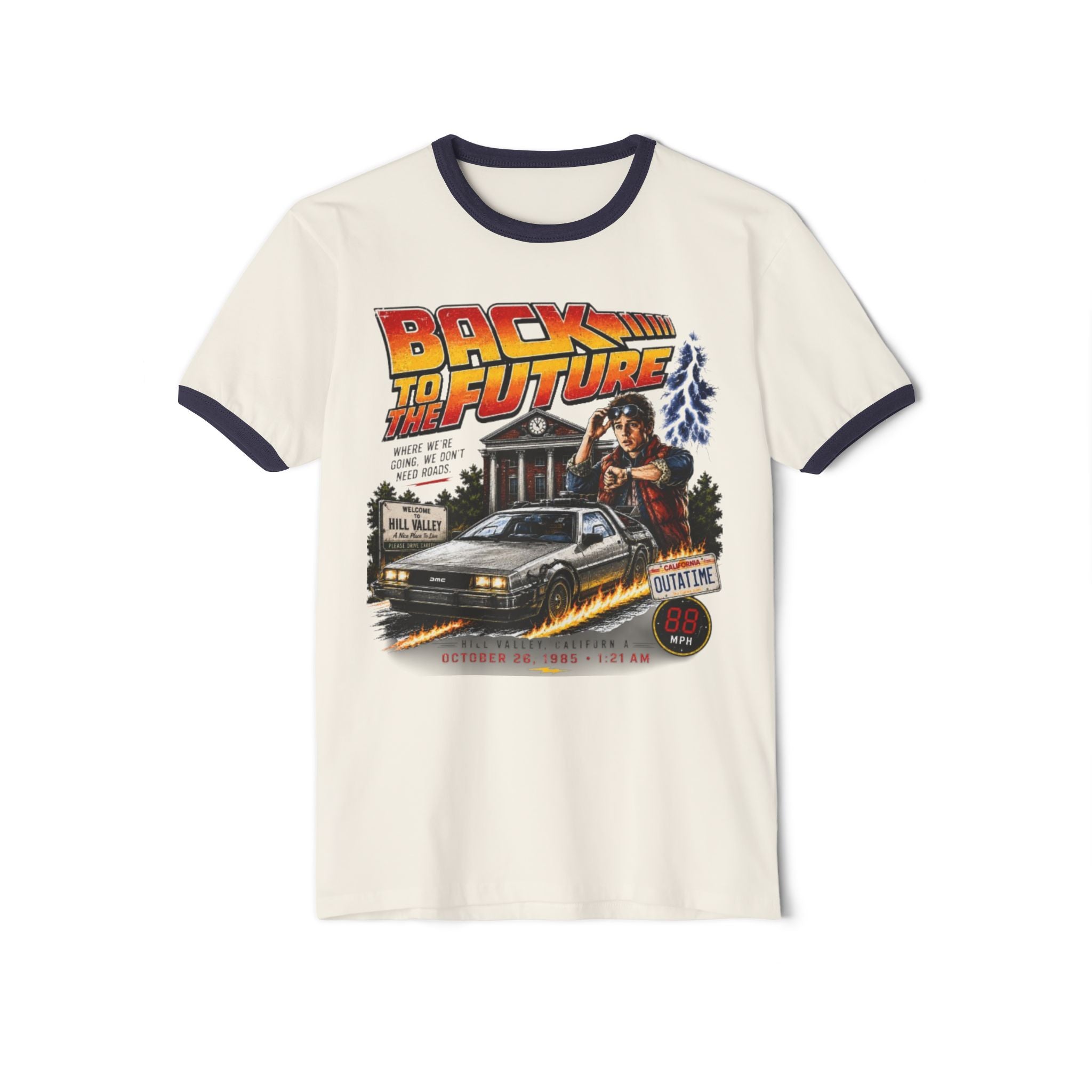 Back to the Future Ringer T-Shirt – Retro 80s Movie Graphic Tee