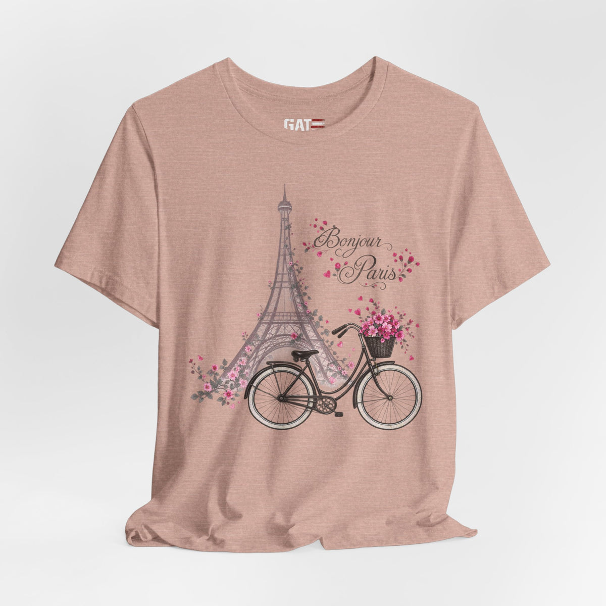 Bonjour Paris Eiffel Tower bicycle and floral graphic T-shirt - product image 28
