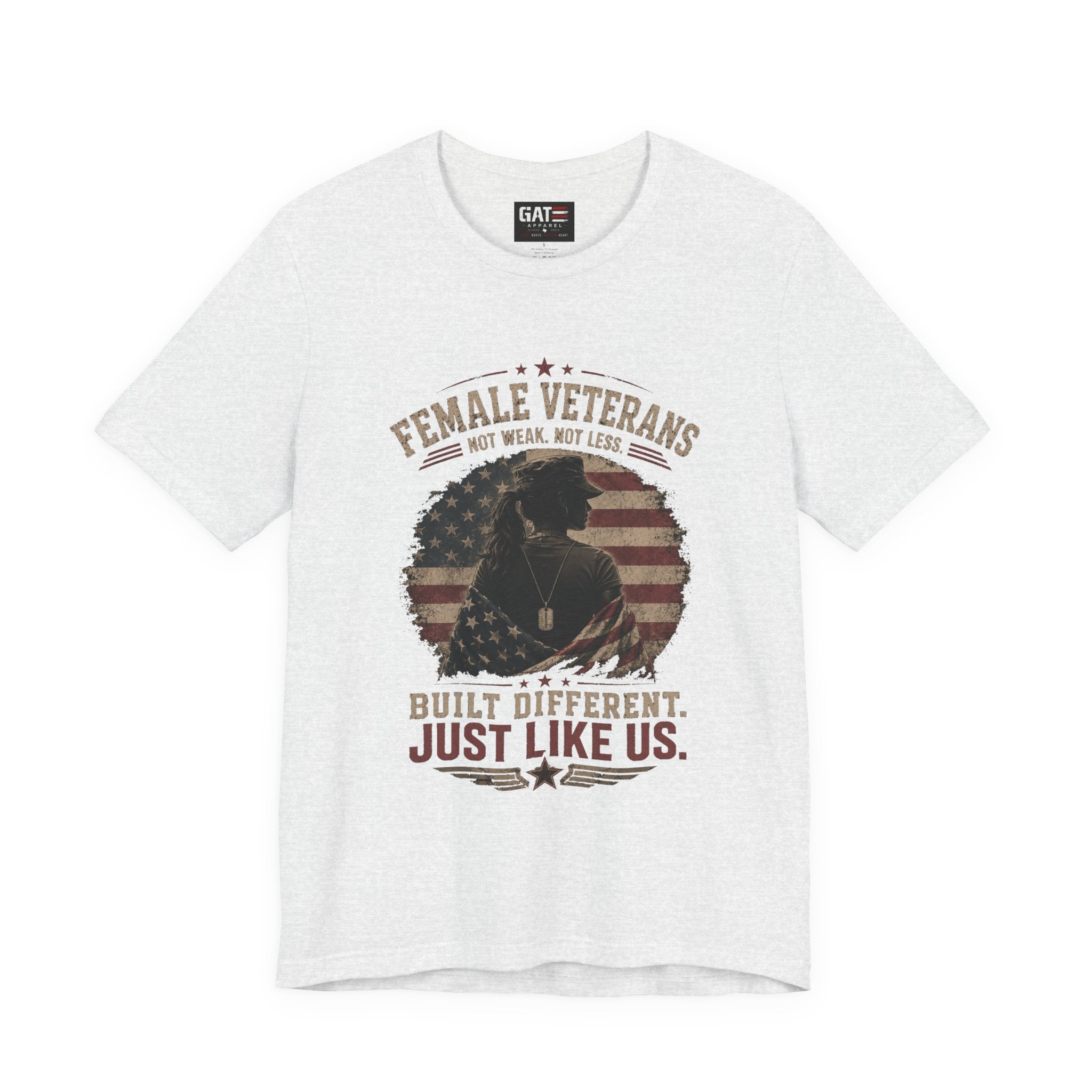 Female Veteran Shirt Built Different Just Like Us Tee Patriotic Military Shirt for Women Army Navy Marine Air Force Veteran Gift