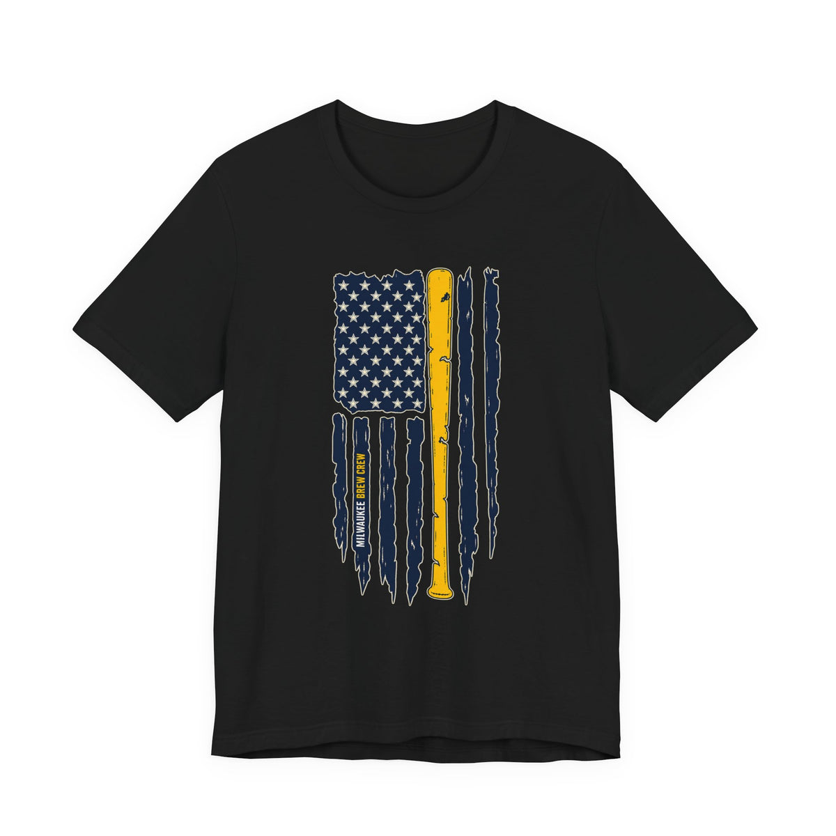 Milwaukee Brewers Brew Crew distressed baseball bat flag T-shirt - product photo
