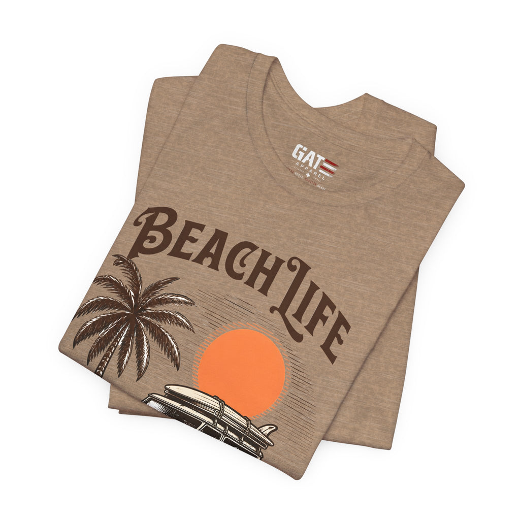 Beach Life Shirt, Retro VW Bus T Shirt, Vintage Camper Van Tee, Coastal Vacation Shirt, Summer Beach Graphic Tee, Surf Style Shirt, Van Life