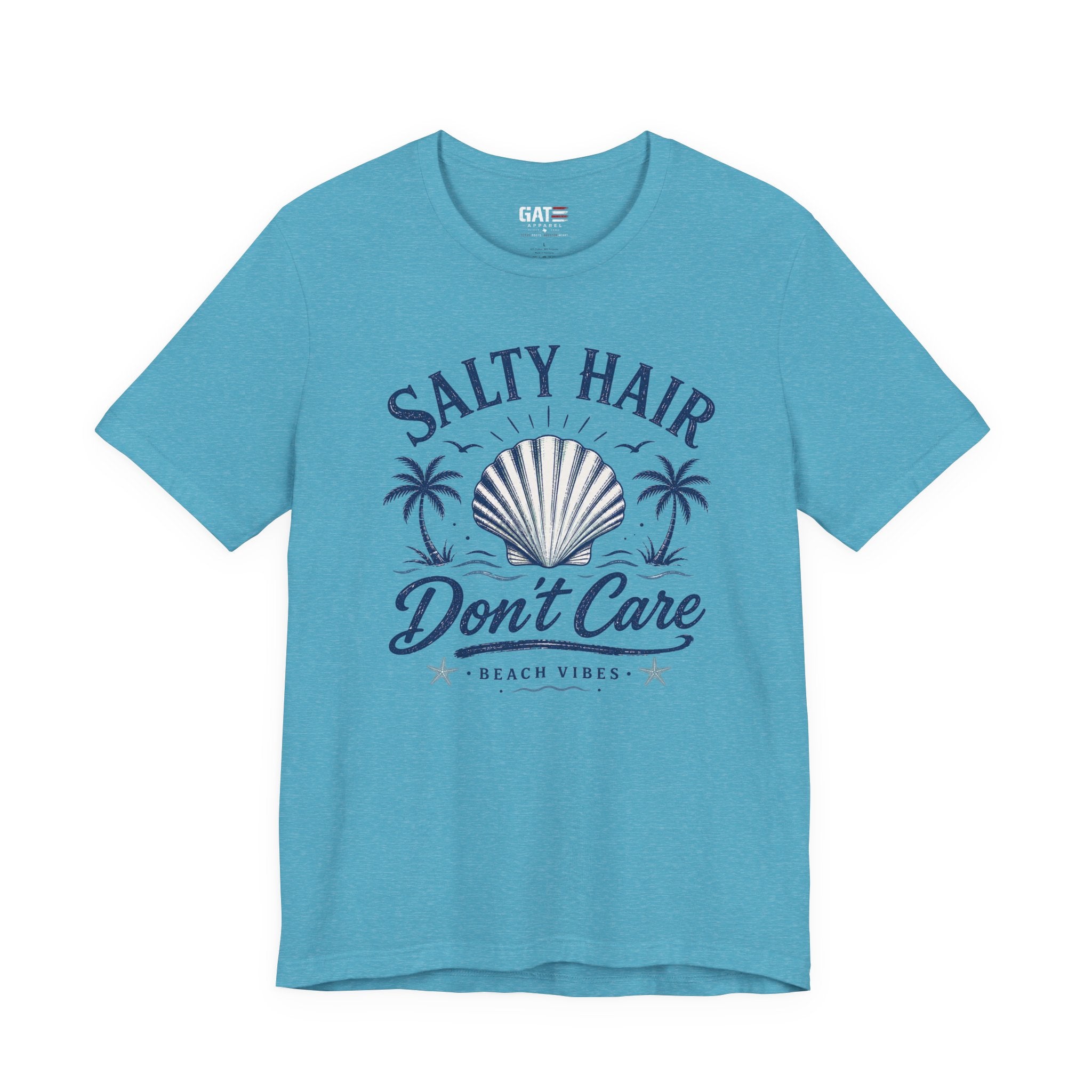 Salty Hair Don't Care T‑Shirt — Beach Vibes Shell Graphic Tee