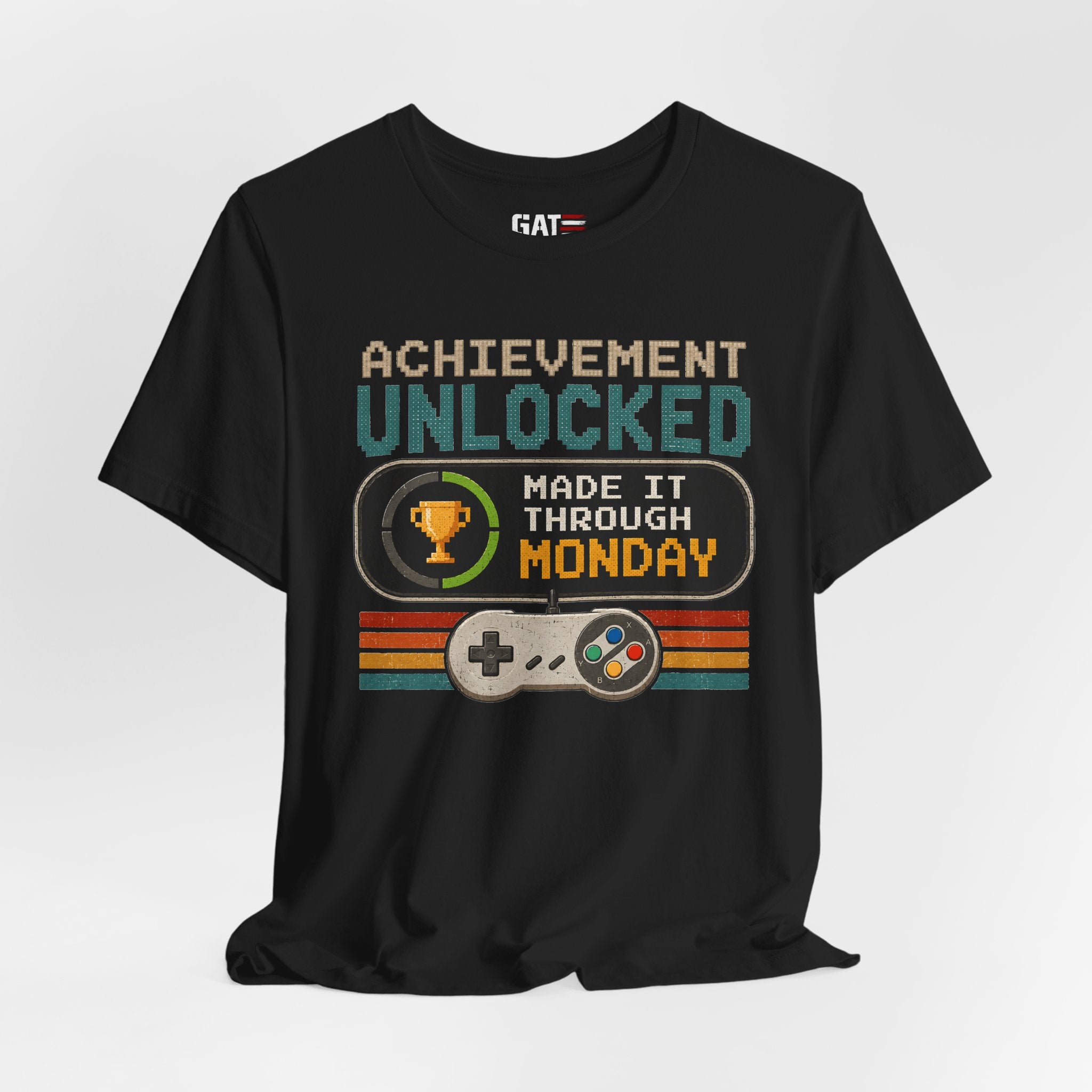 Retro Gaming Shirt, Funny Work Shirt, Made It Through Monday Tee, Gamer Gift for Men Women, Office Humor Shirt