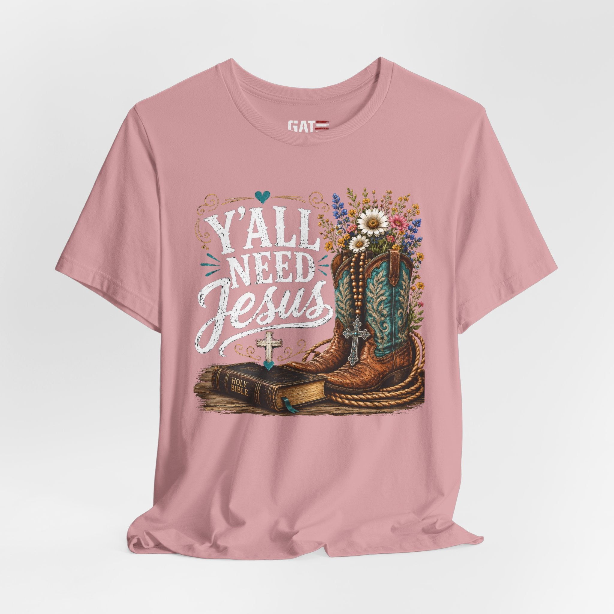 Y'all Need Jesus Shirt, Christian Western Shirt, Cowgirl Faith Tee, Cowboy Boots Floral Shirt, Country Christian Gift for Women