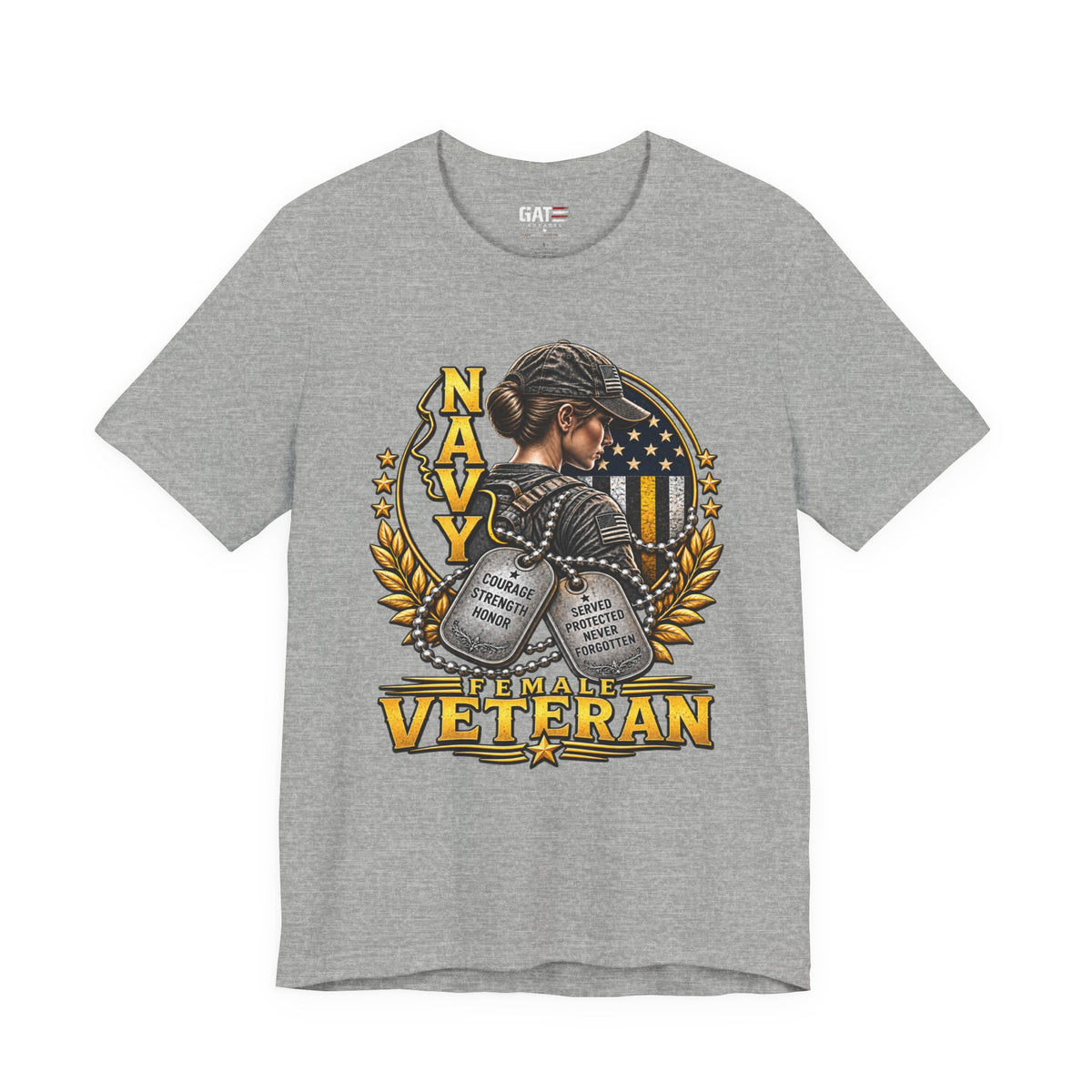 Female Navy Veteran Dog Tags Shirt | Patriotic Military Tee