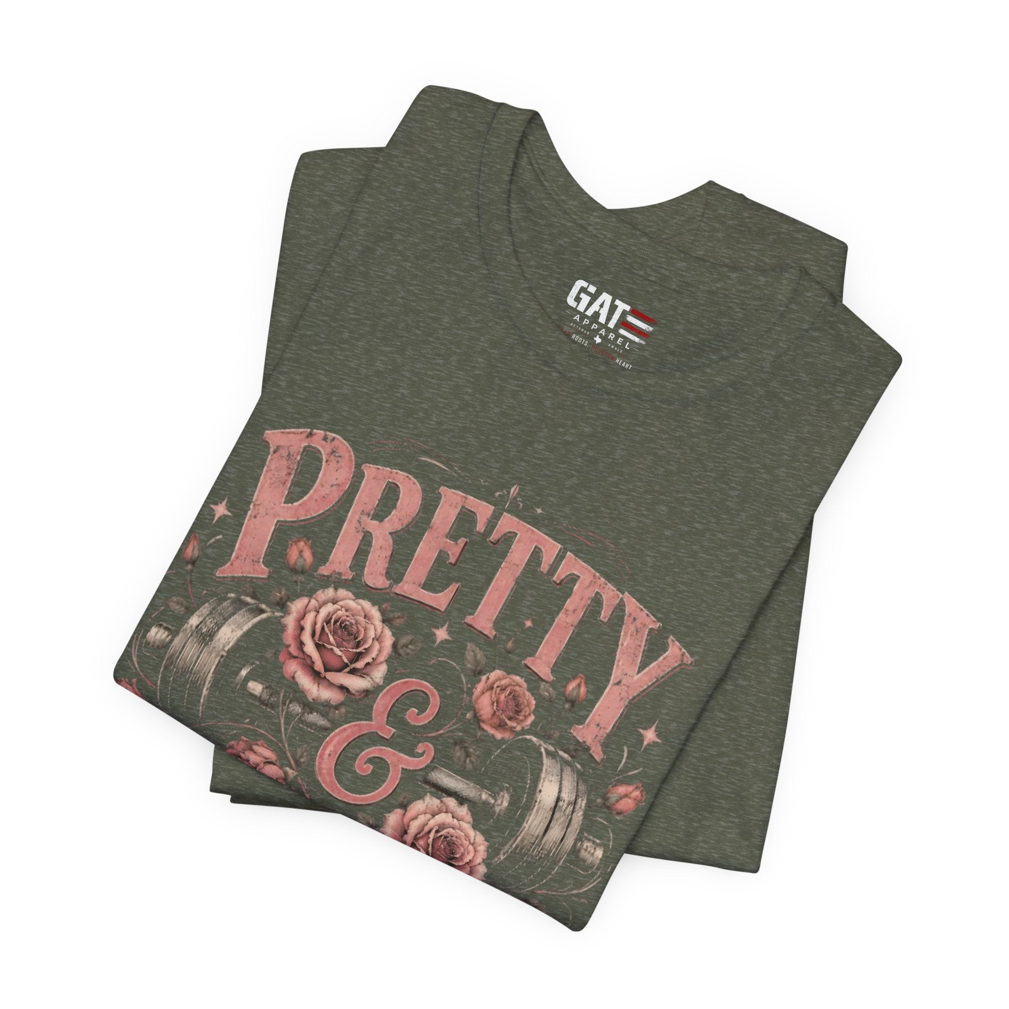 Pretty and Powerful Shirt, Women's Gym Shirt, Weightlifting Tee, Cute Fitness Shirt, Workout Gift for Strong Women