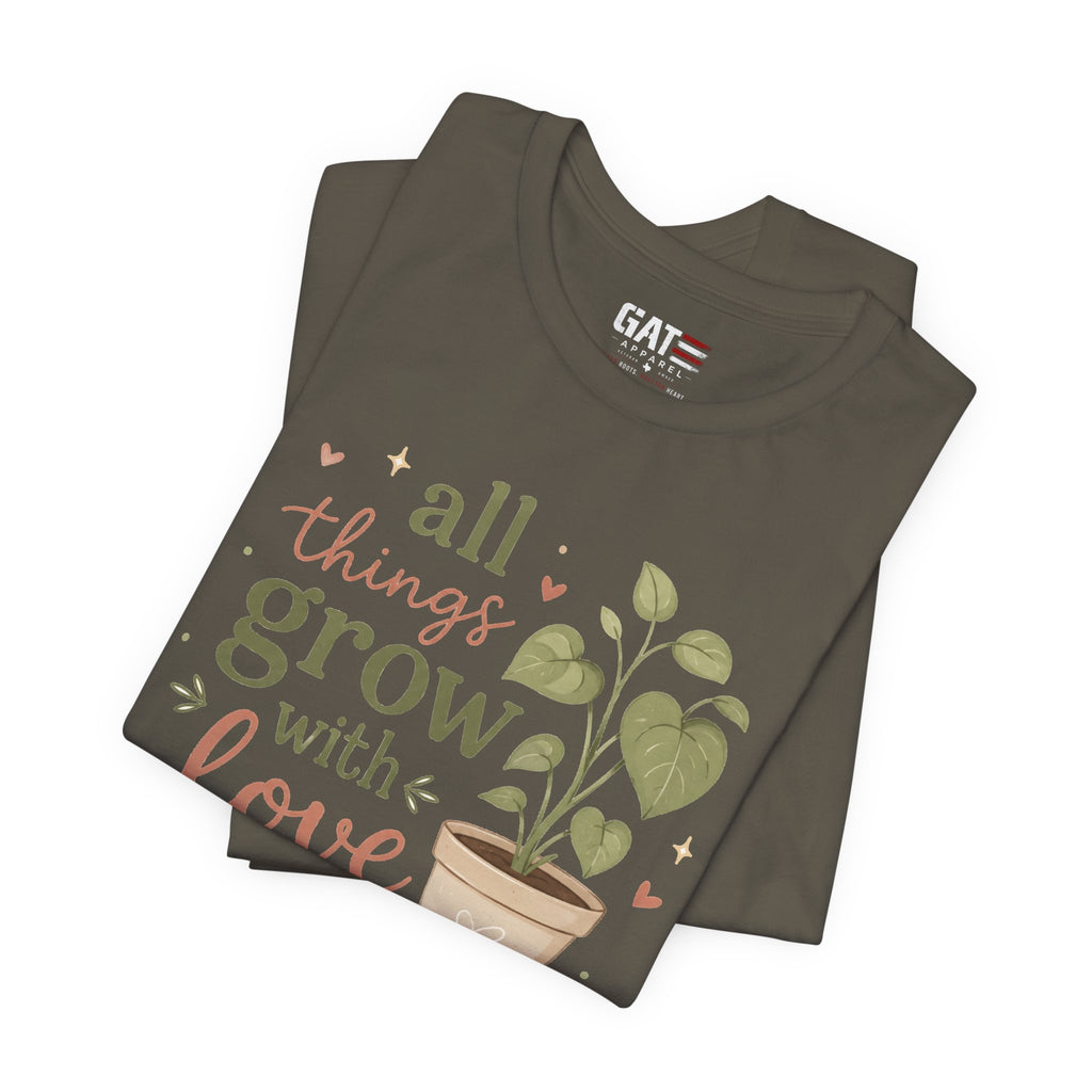 Plant Lover Shirt, All Things Grow With Love Shirt, Gardening Shirt, Botanical Tee, Plant Mom Gift, Flower Lover