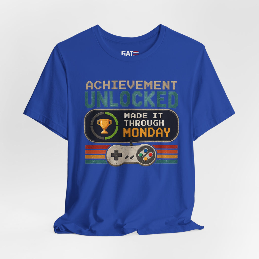 Retro Gaming Shirt, Funny Work Shirt, Made It Through Monday Tee, Gamer Gift for Men Women, Office Humor Shirt