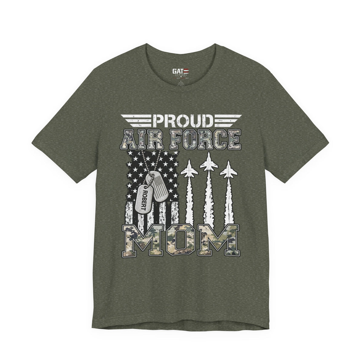 Air Force – Personalized Mom/Dad T-Shirt | Custom Name Dog Tag Tee