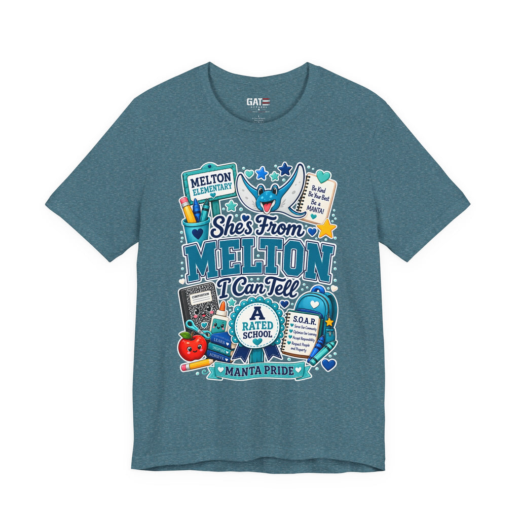 She's From Melton School Tee — Manta Pride Elementary Graphic T‑Shirt