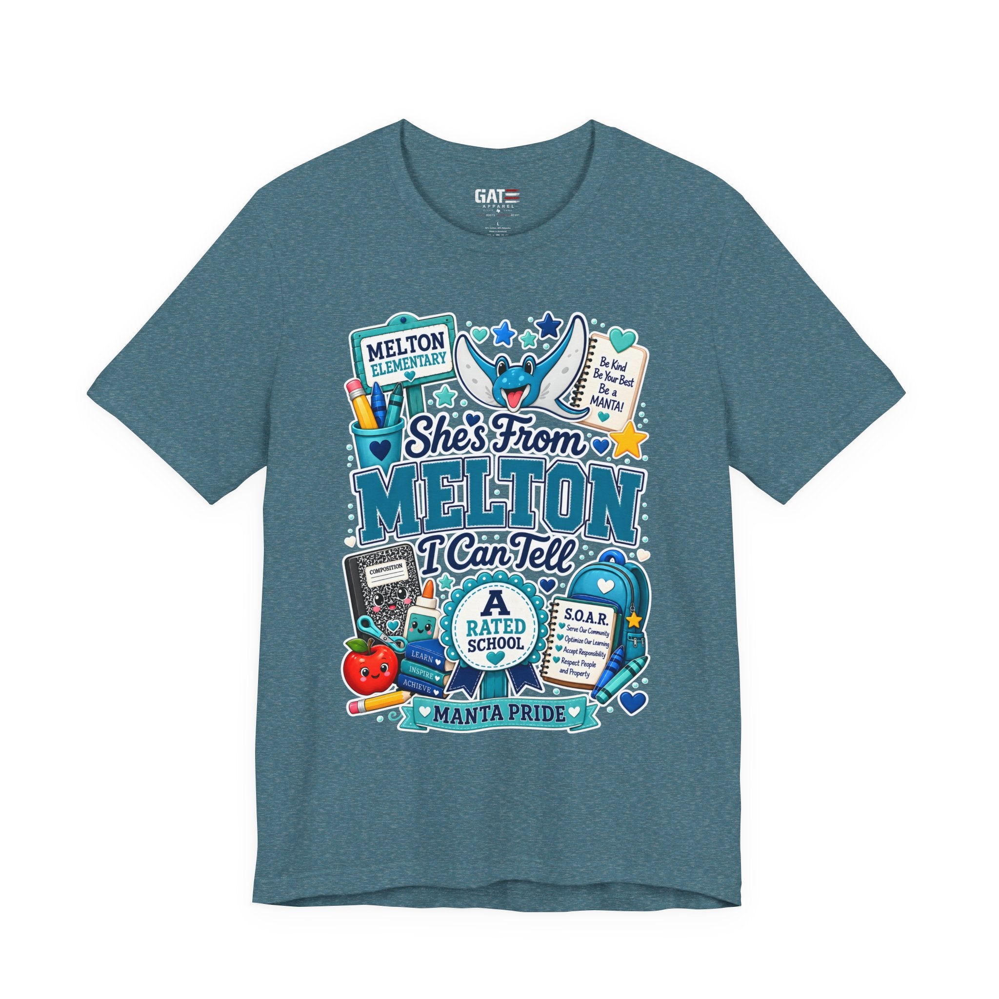 She's From Melton School Tee — Manta Pride Elementary Graphic T‑Shirt