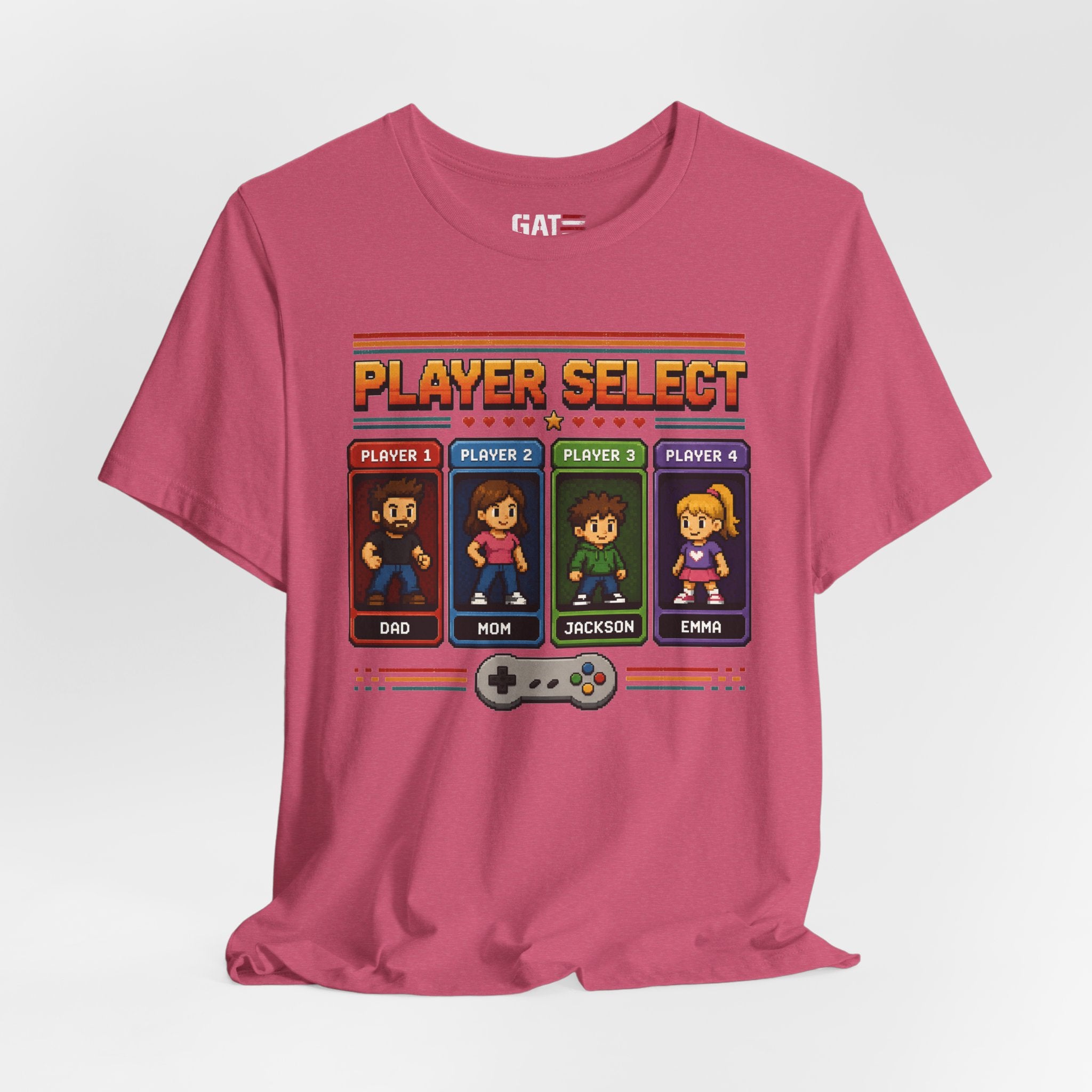 Personalized Gamer Family Shirt, Custom Family Gaming Shirt, Retro Video Game Family Tee, Gamer Dad Mom Kids Gift Shirt