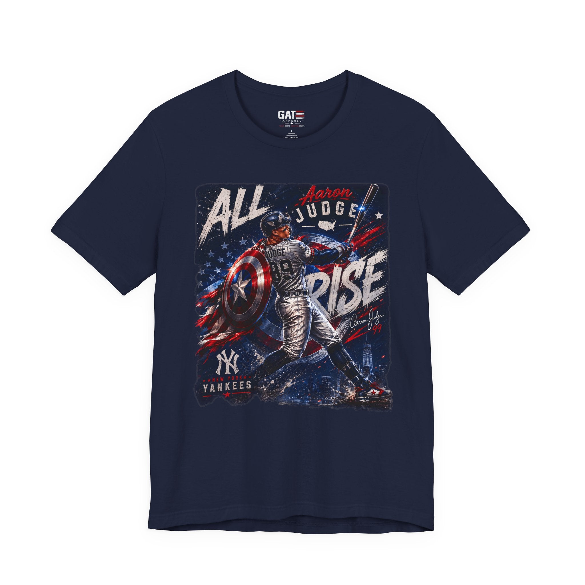 Aaron Judge All Rise Shirt, Patriotic New York Baseball Tee, USA Inspired Graphic T-Shirt, Baseball Fan Gift