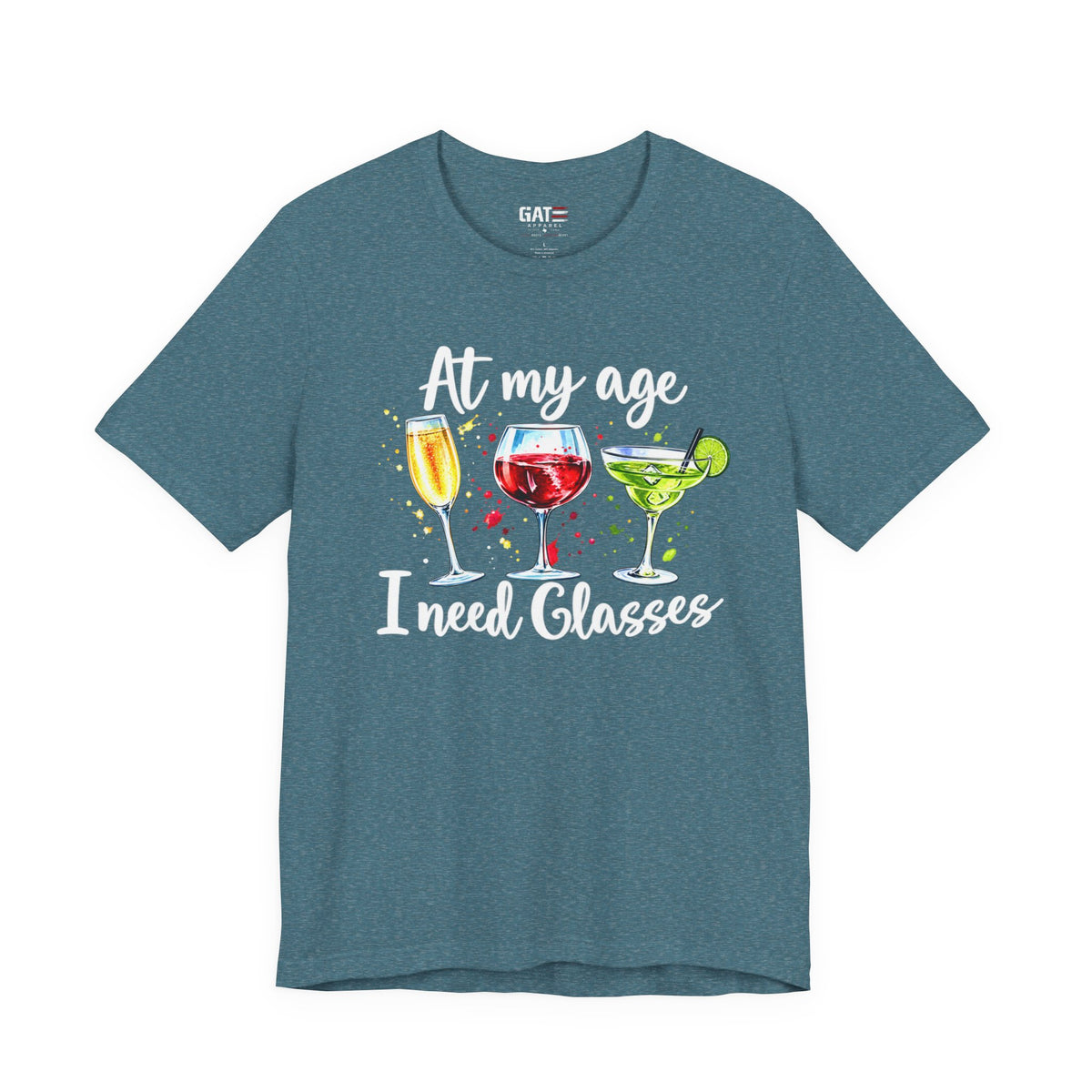 At My Age I Need Glasses humorous cocktail glasses graphic T-shirt - product image 8