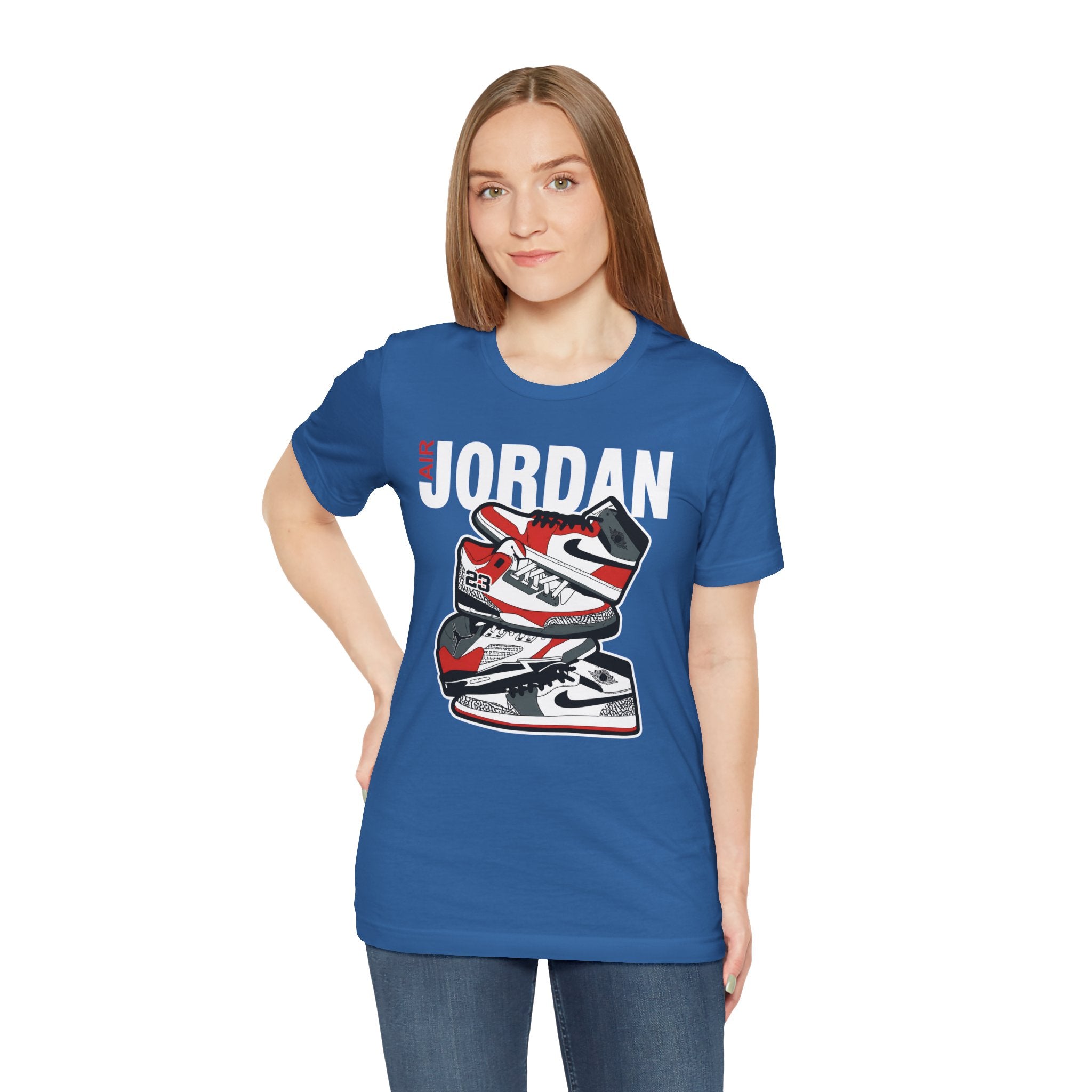 Jordan Sneaker Stack Tee — Retro Air Shoe Graphic T-Shirt
