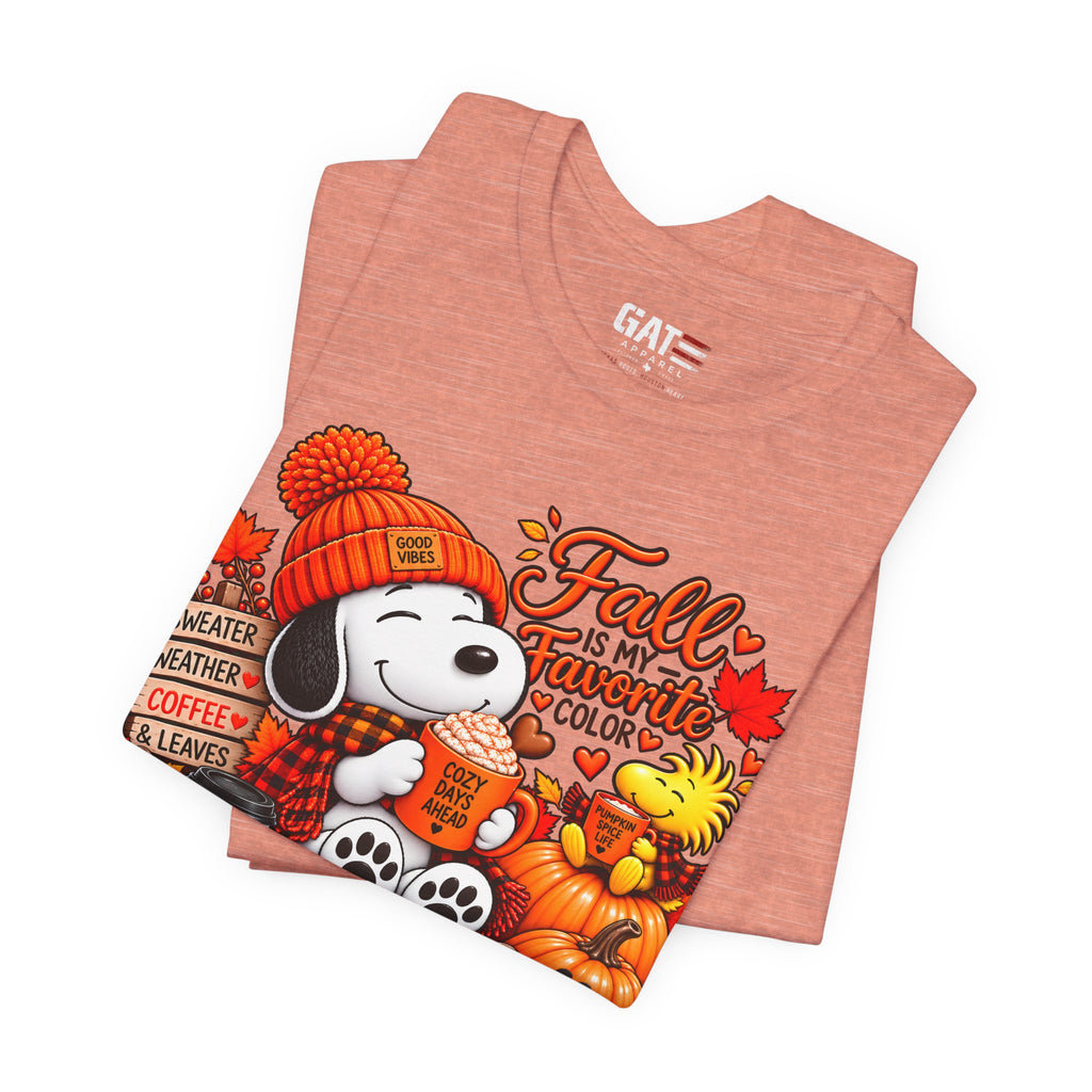 Fall Snoopy Tee — "Fall is in the Air" Pumpkin & Leaves Graphic