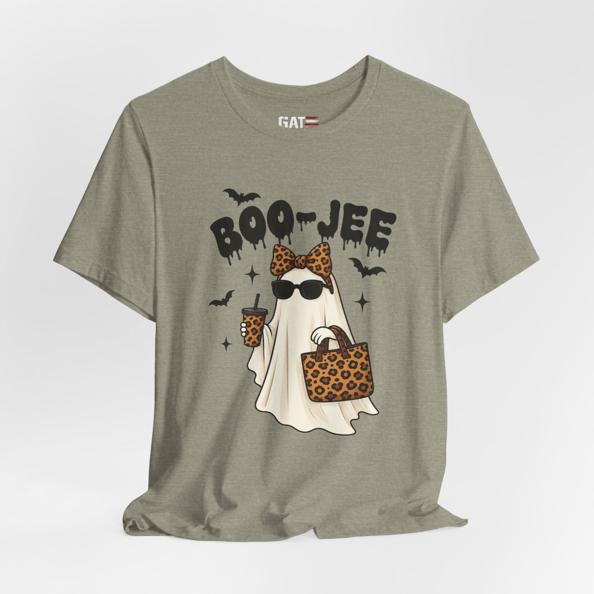 Boo-Jee Leopard Ghost Tee — Cute Halloween Graphic T-Shirt