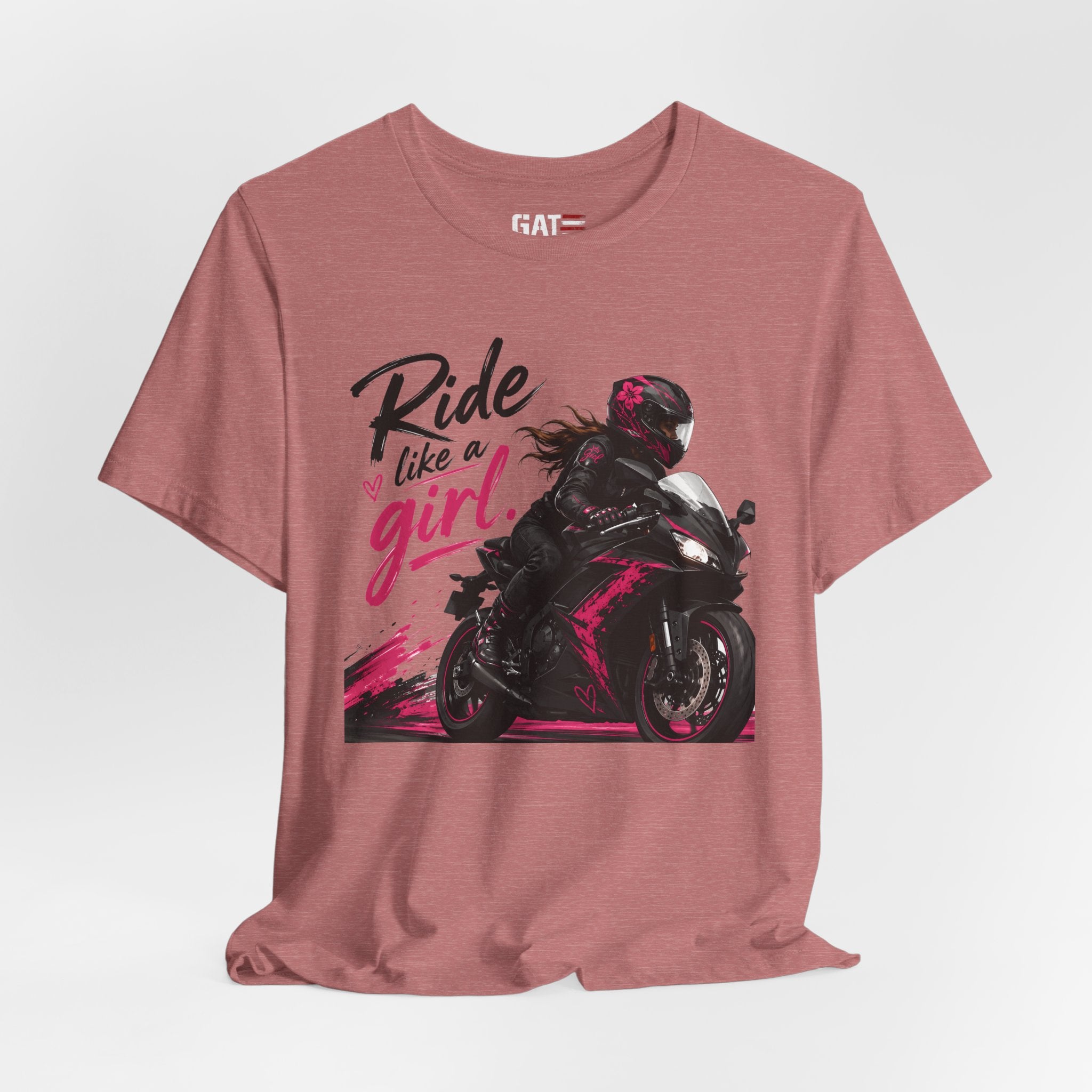 Ride Like A Girl Shirt, Women Motorcycle Rider Tee, Pink Biker Shirt, Moto Girl Gift, Sport Bike Shirt, Female Rider Tee