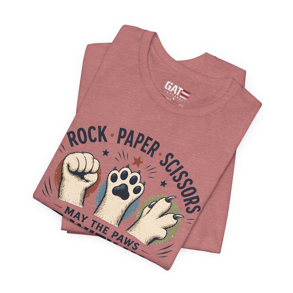 Rock Paper Scissors Cat Shirt, May The Paws Be With You Tee, Funny Cat Lover Gift, Cute Pet Paw Graphic Tee, Cat Mom Dad Shirt