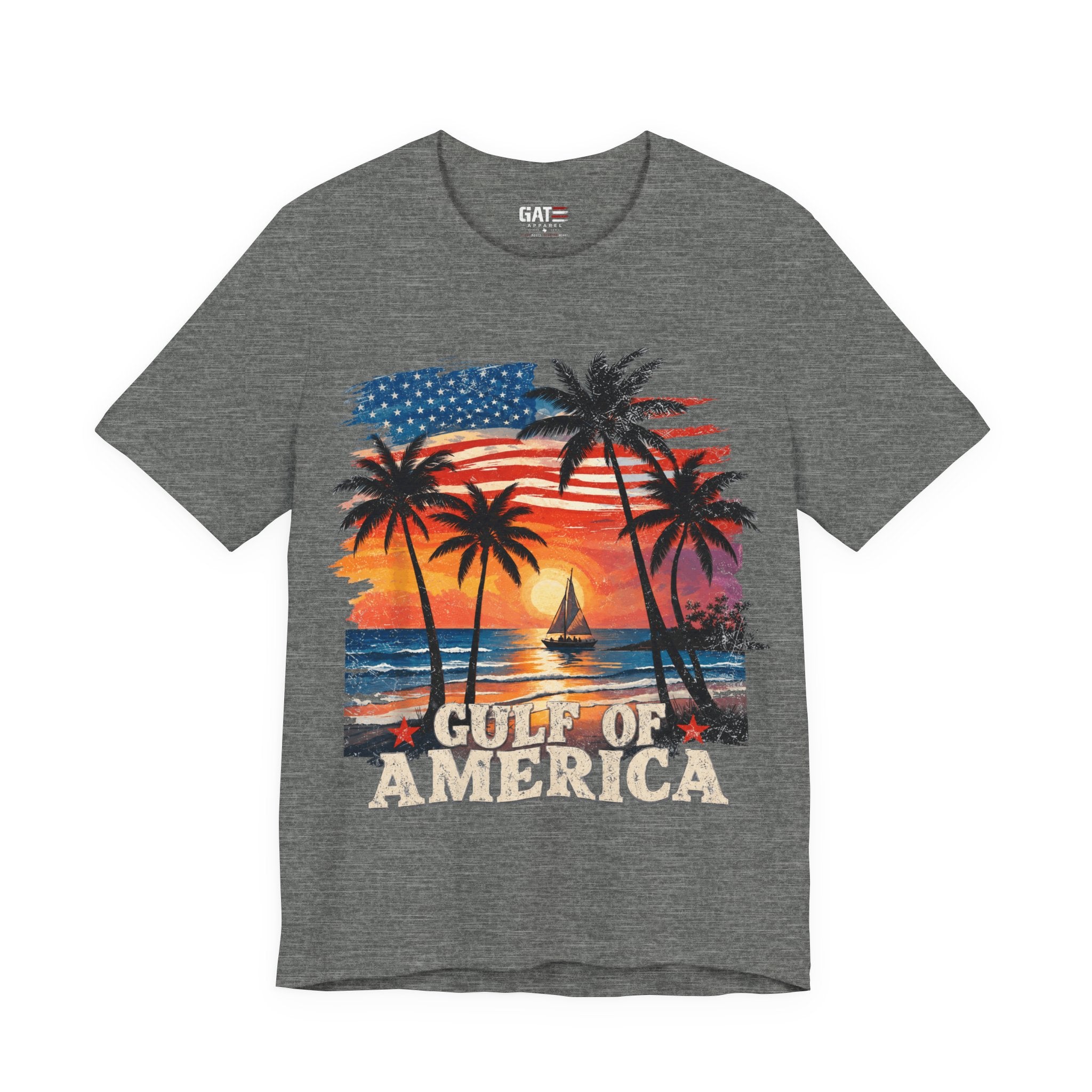 Gulf of America Sunset T-Shirt — Patriotic Palm Beach Tee